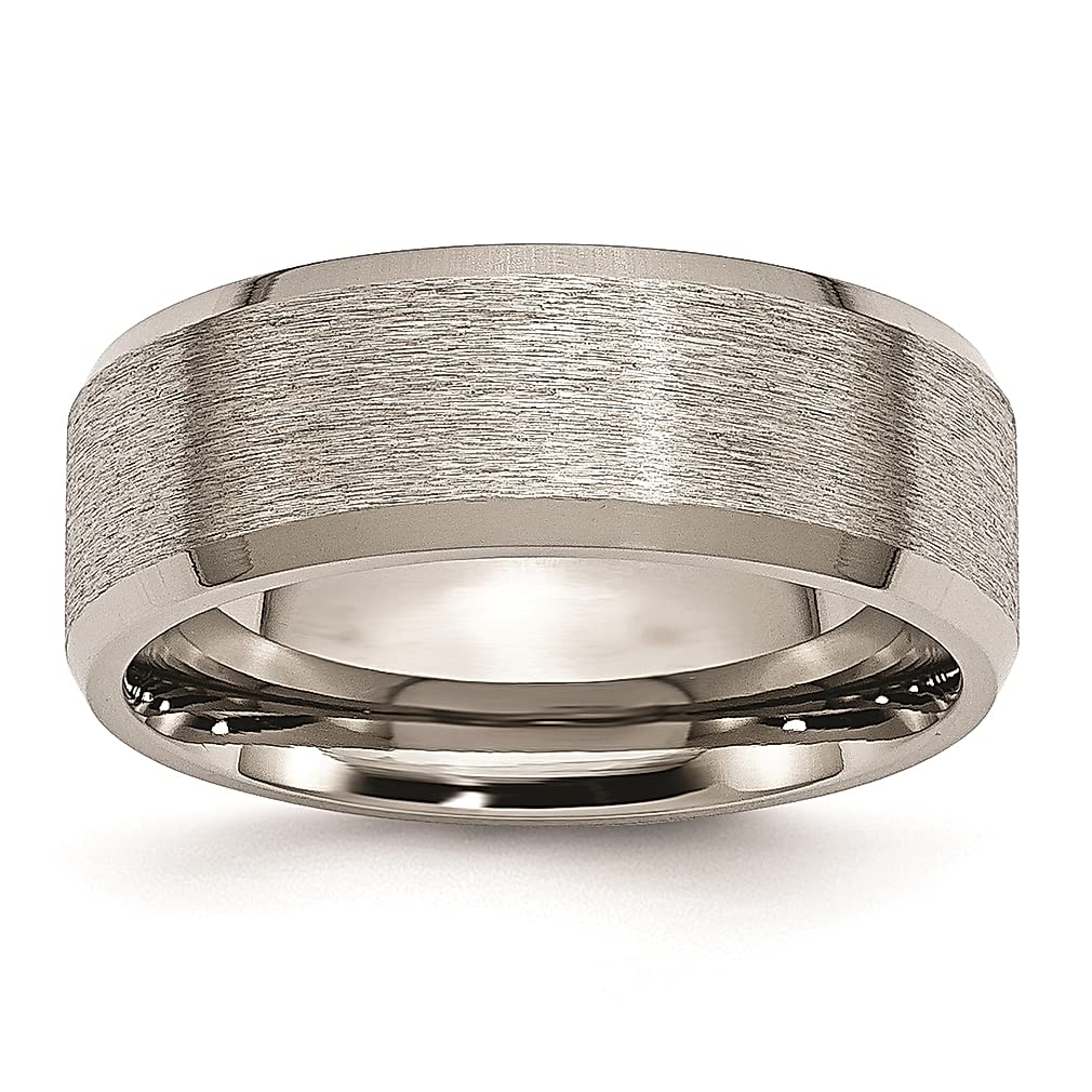 8mm Titanium Beveled Edge Band Ring - Classic Flat Wedding Ring for Men, Durable & Hypoallergenic Jewelry - Perfect Gift for Dad, Husband & Him - Ideal for Weddings, Anniversaries & Everyday Wear