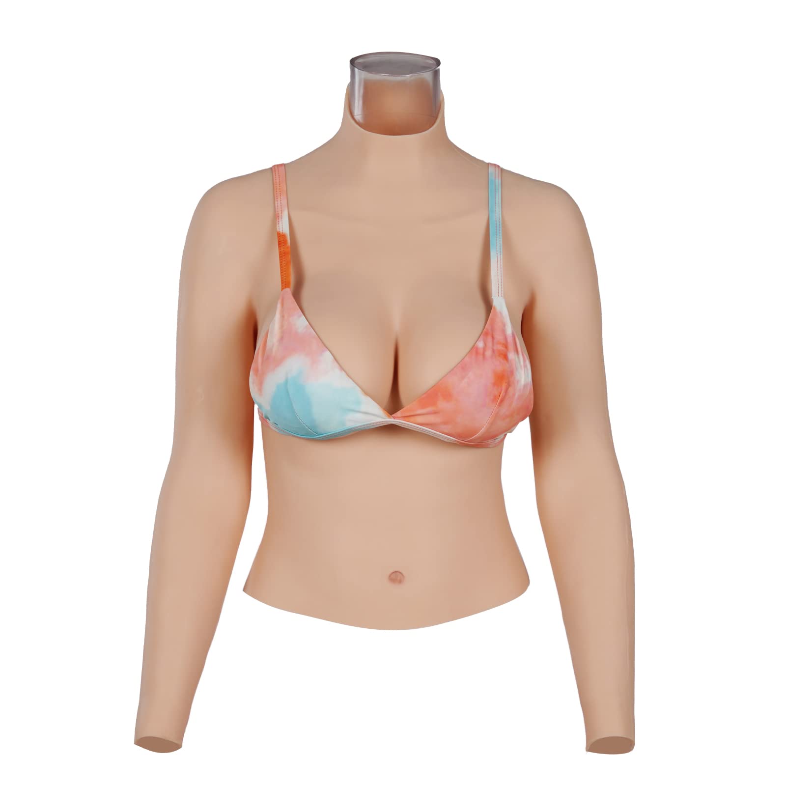 Premium KUMIHO Silicone Breast Forms - D Cup Realistic False Breasts for Crossdressers, Cosplay & Drag Queens | Half-Body Breast Plates with Arms | Ideal for Transgender Women, Costume Parties & Stage Performances