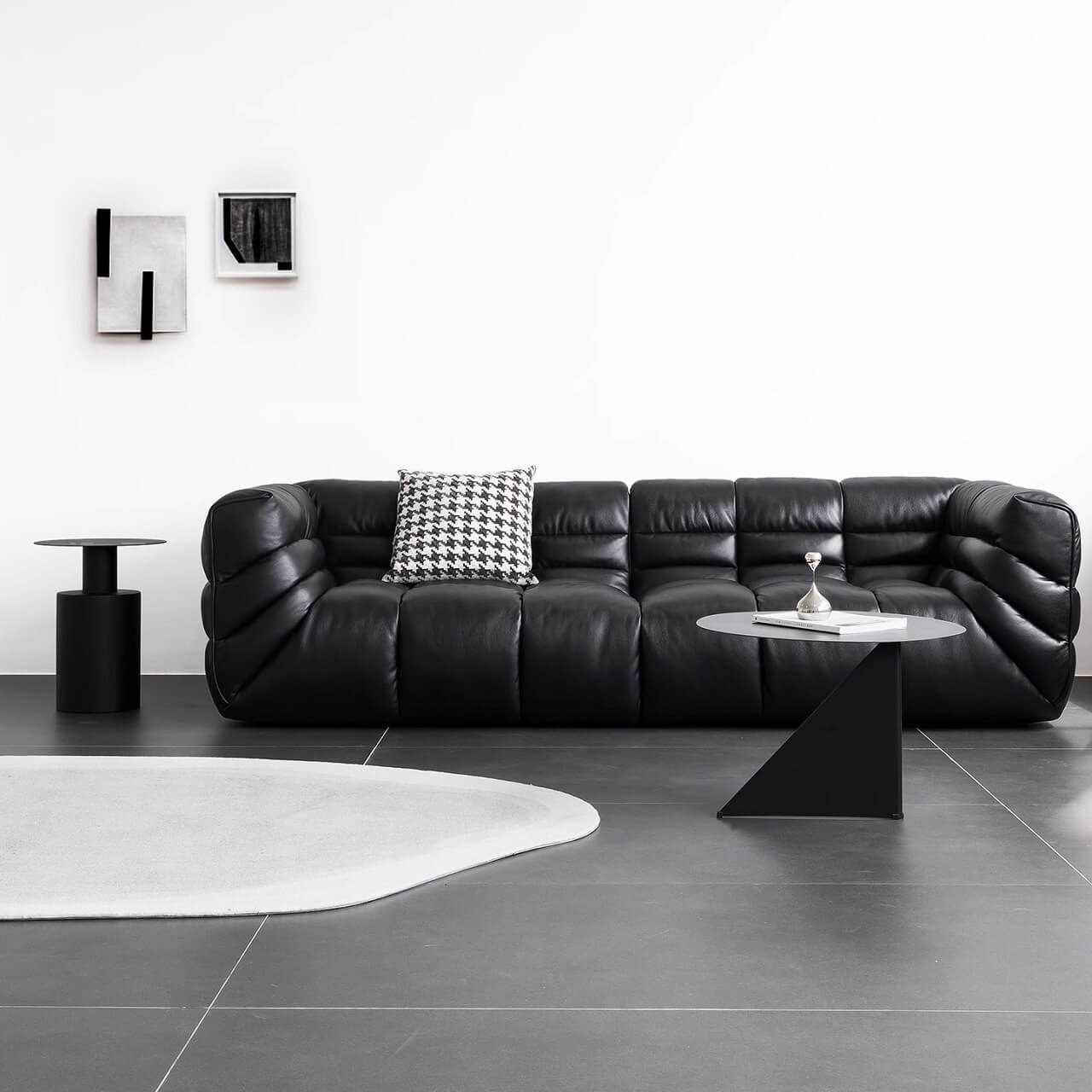 Modern Black Microfiber Leather Sectional Sofa with Solid Wood Frame - Comfortable L-Shaped Couch for Living Room, Home Theater & Office Lounge