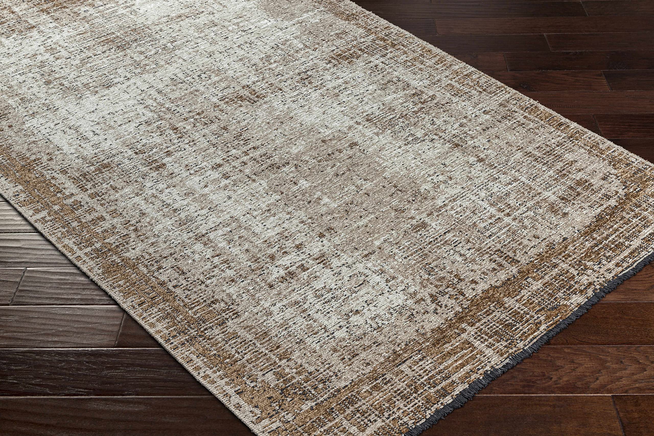 Modern Hauteloom Binh Area Rug for Living Room & Bedroom - Soft Gray & Beige - 4'11