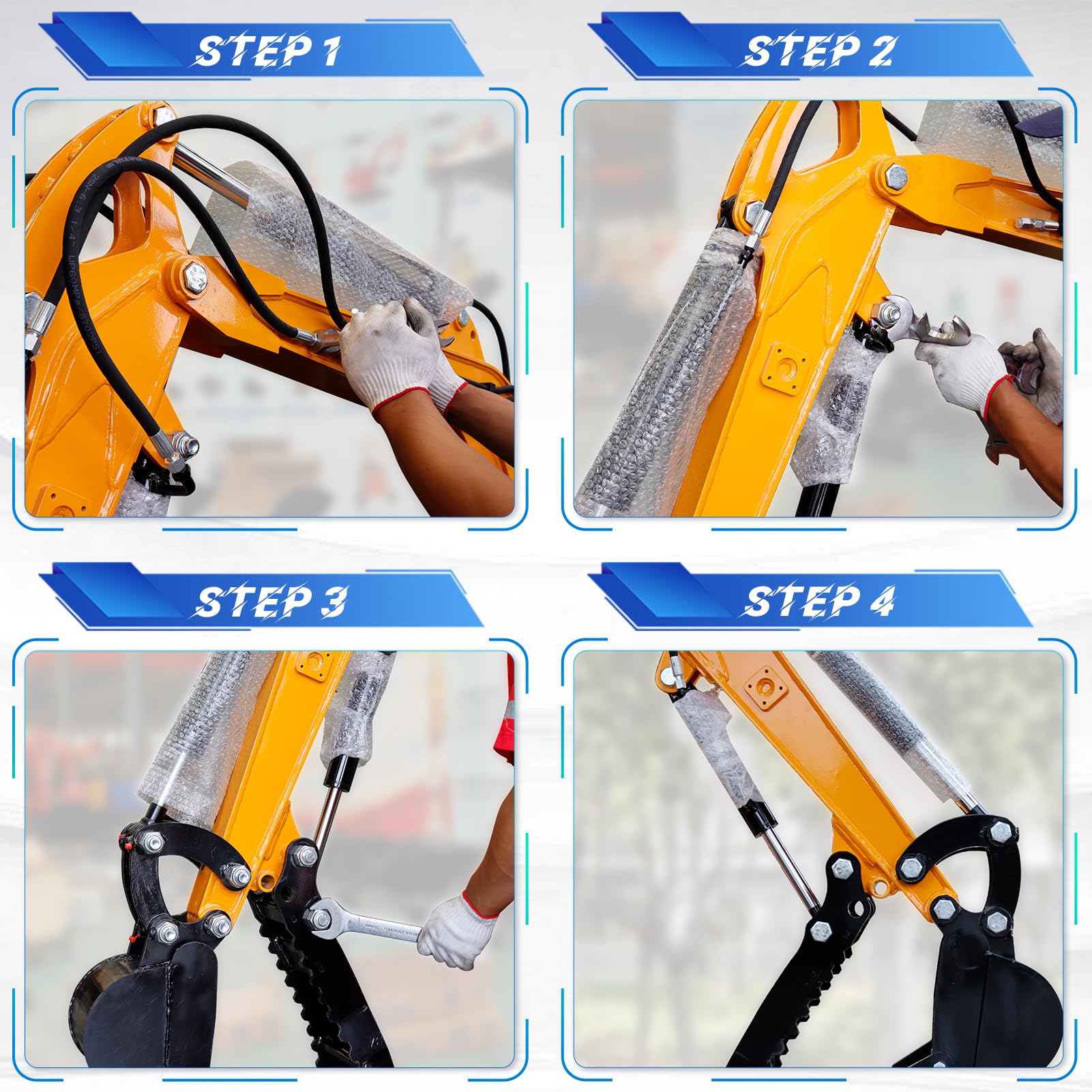 **Hydraulic Thumb Clip for Mini Excavators – Heavy-Duty Metal Grab Attachment with 2x M14 Hoses – Compatible with Single Hole Hydraulic Thumbs (No L-Shaped Bracket) – Ideal for Digging, Lifting, and Material Handling**