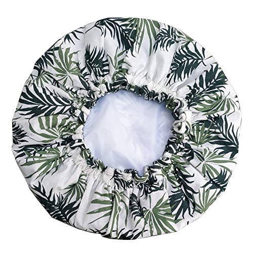 KANYOGA Reusable Waterproof Shower Cap for Women - Printed Bath Shower Cap with Palm Leaf Design - Perfect for Home, Spa, Salon, Hair Treatment & Beauty Parlor Use - Ideal for Swimming, Travel & Daily Hair Protection