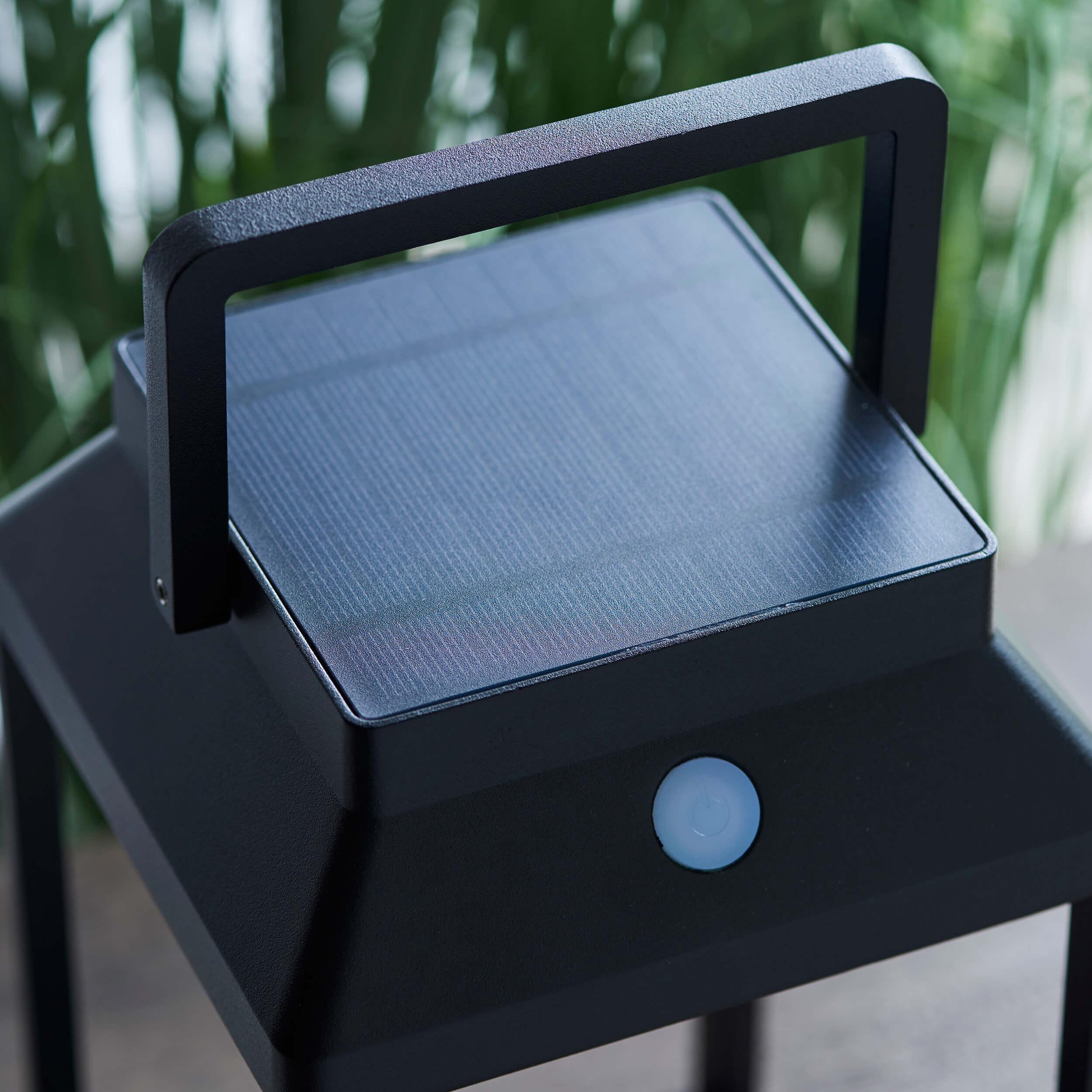 Solar Powered Outdoor Table Lamp - 1 Light Black Endon Lantern for Patio, Garden, and Backyard Decor