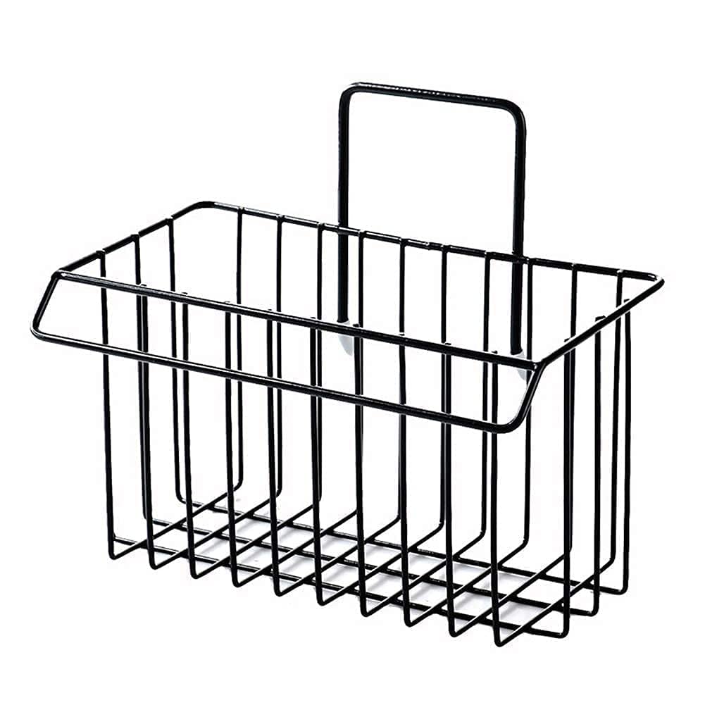 Fayby Wall Mounted Metal Sink Caddy Organizer - Iron Sponge Holder & Drain Rack Basket for Kitchen Brushes, Soap & Dishwashing Liquid (Black/White) | Perfect for Small Kitchen Organization & Countertop Space Saving