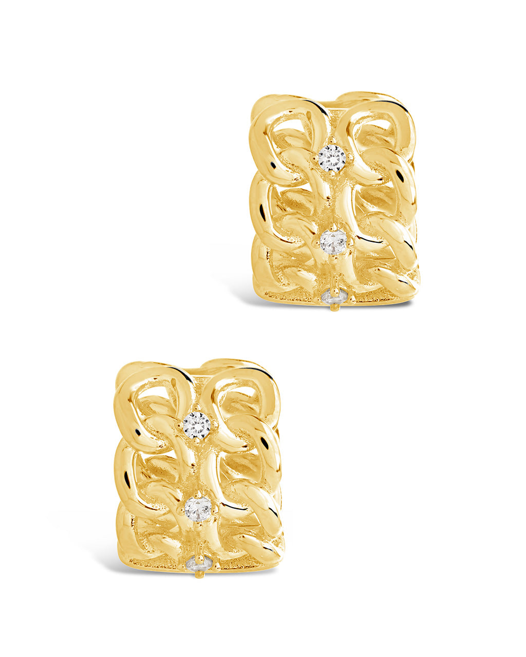 Carleene CZ Chain Huggie Hoop Earrings - Sterling Silver Cubic Zirconia Huggie Hoops for Women - Perfect for Everyday Wear, Date Night & Special Occasions