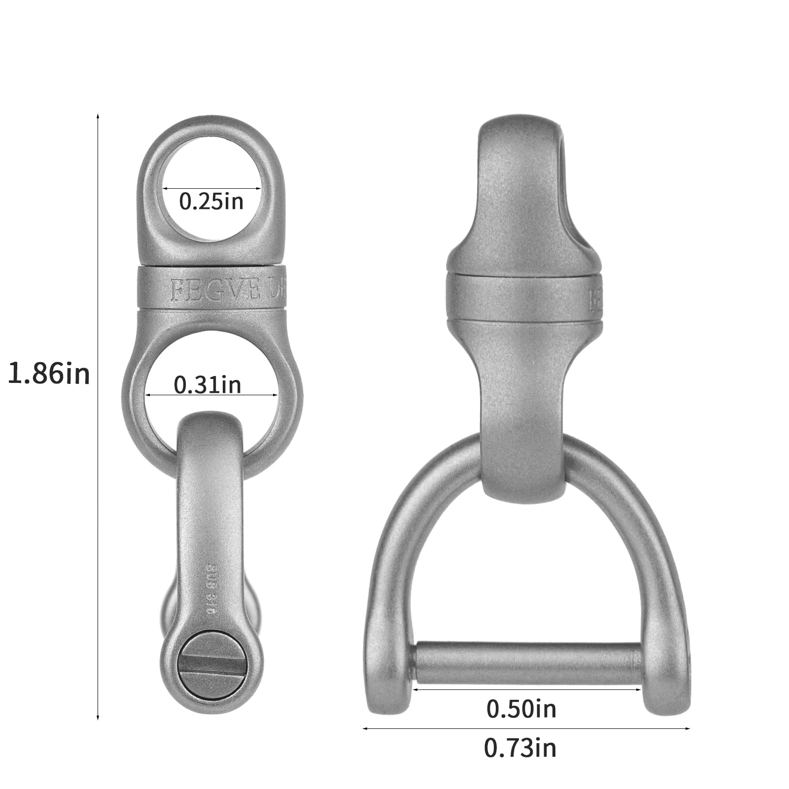 FEGVE Titanium Swivel Keychain with 1/2 Inch D Ring - Durable Car Key Fob Holder, DIY Bag Accessory - Perfect for Keys, Lanyards & Everyday Carry (EDC)