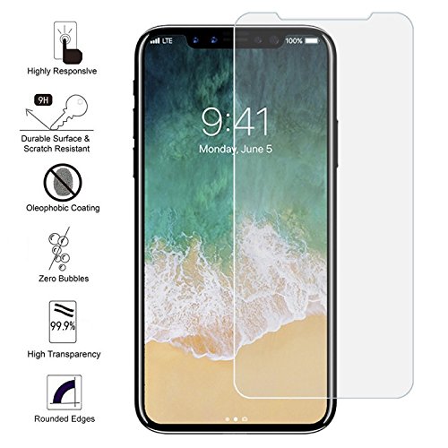 iPhone X Tempered Glass Screen Protector - 9H Hardness, Anti-Scratch, Bubble-Free, HD Clear, Full Coverage Screen Protector for iPhone X (2017 Model) - Perfect for Everyday Use, Gaming, and Outdoor Activities