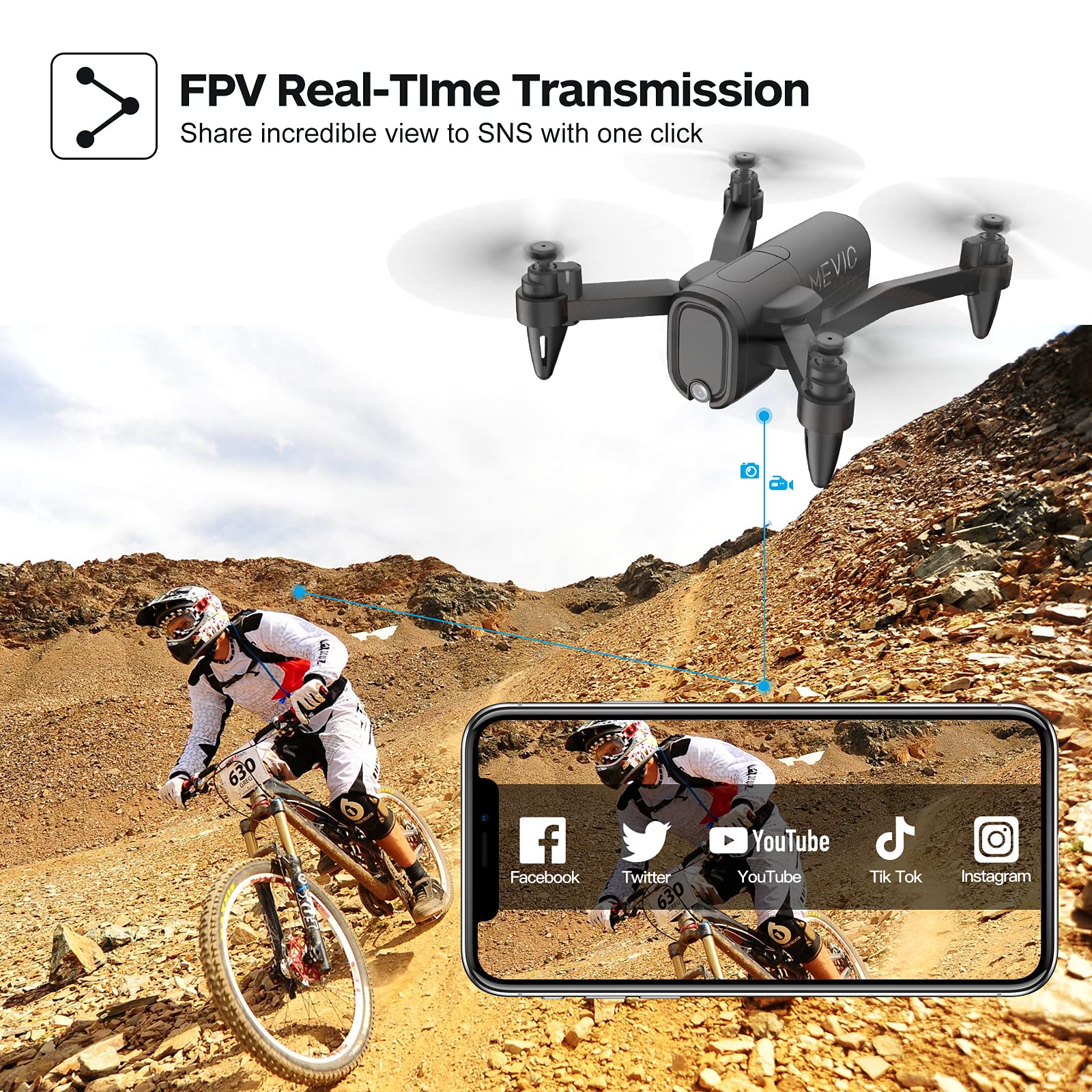 HR H6 Drone with 1080P HD Camera | Altitude Hold & Headless Mode | Foldable RC Quadcopter with Carrying Case | Best Drone Toys Gifts for Boys, Girls & Adults (Black) | Perfect for Outdoor Adventures, Aerial Photography & Beginner Pilots