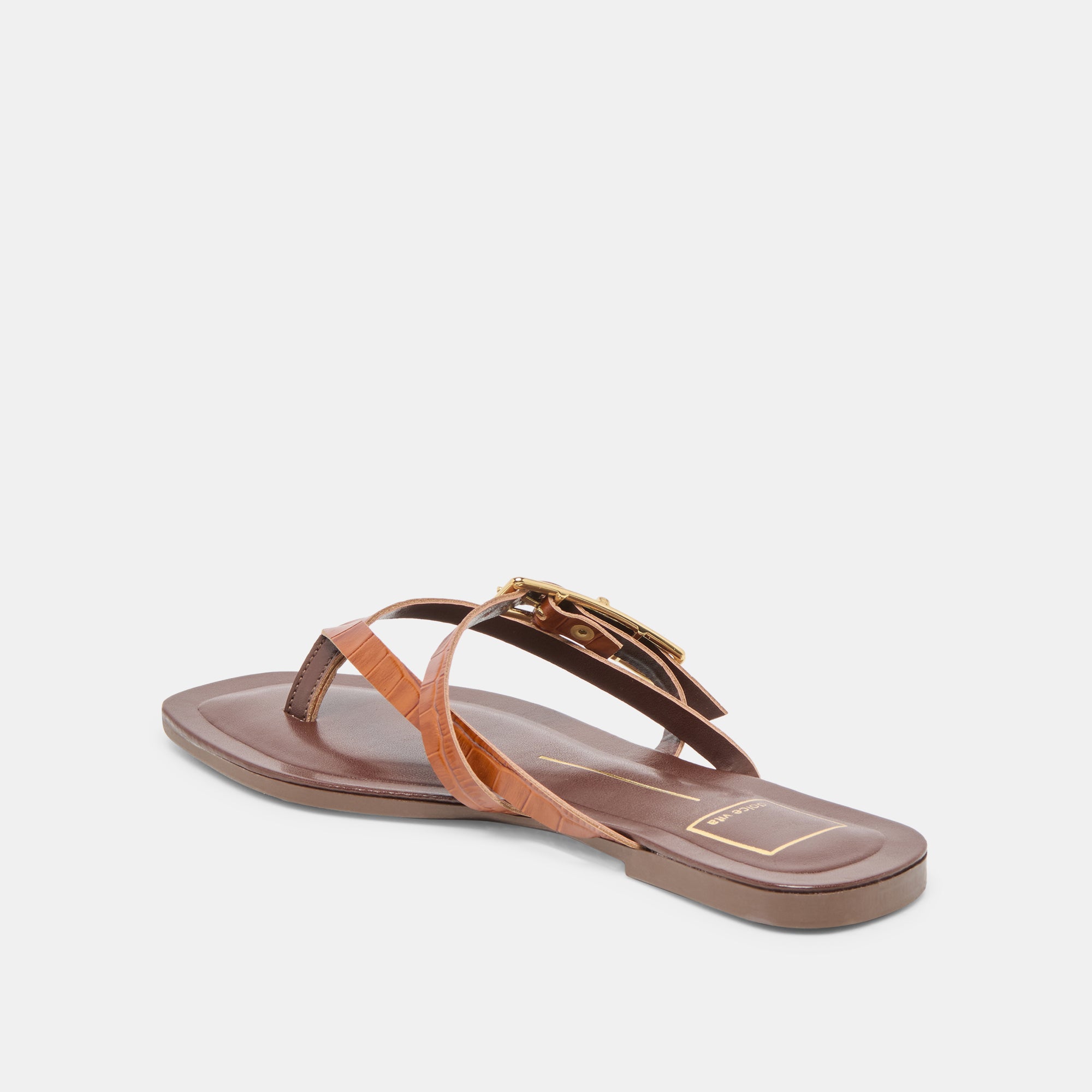 PIERS Genuine Leather Sandals for Women - Cognac Crocodile Embossed, Comfortable & Stylish Summer Footwear - Perfect for Beach, Vacation & Casual Outings