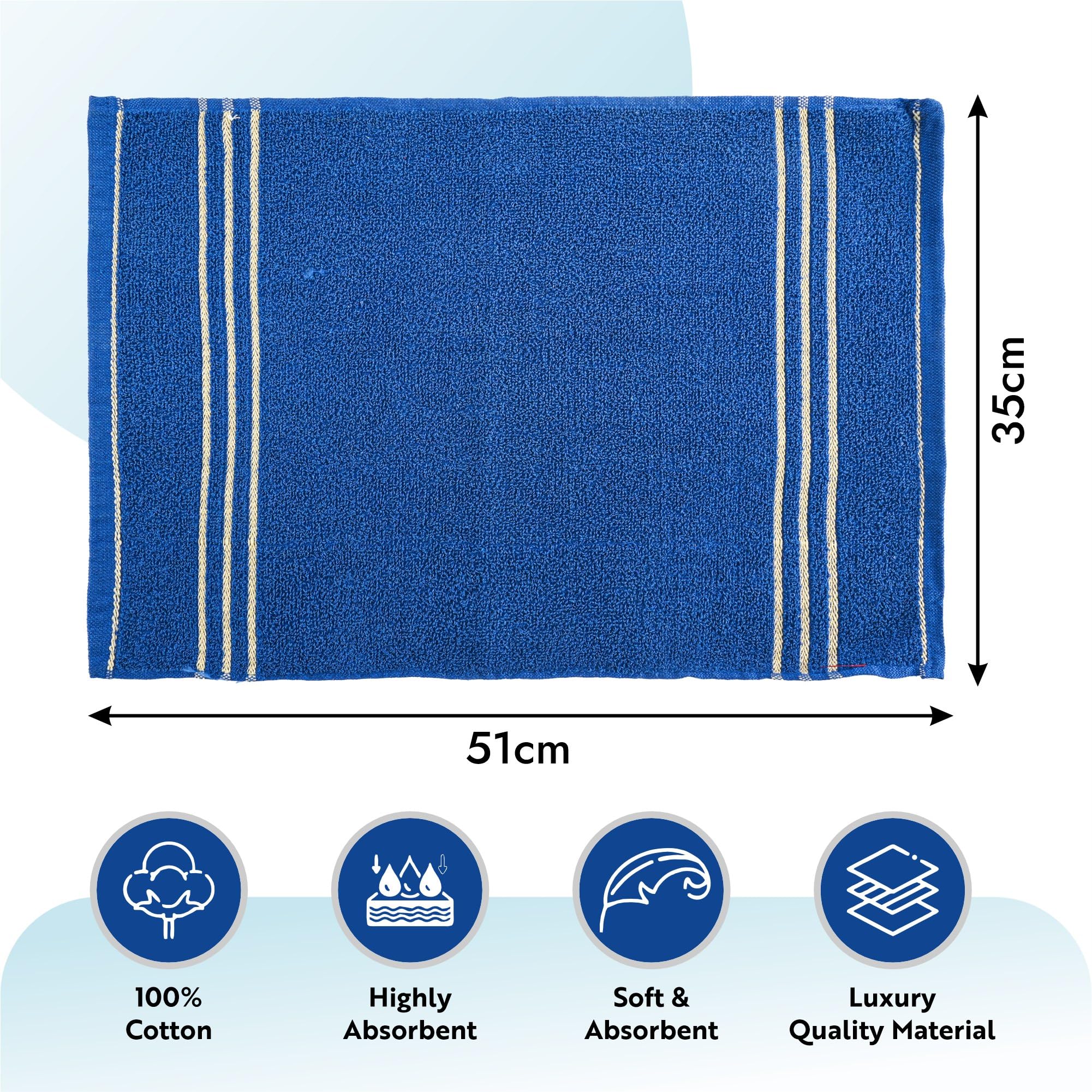 Kuber Industries 4-Pack Soft Cotton Face Towels for Men & Women | Quick-Dry, Washable Pocket Towels | Gym, Workout, Travel & Daily Use | Dark Blue