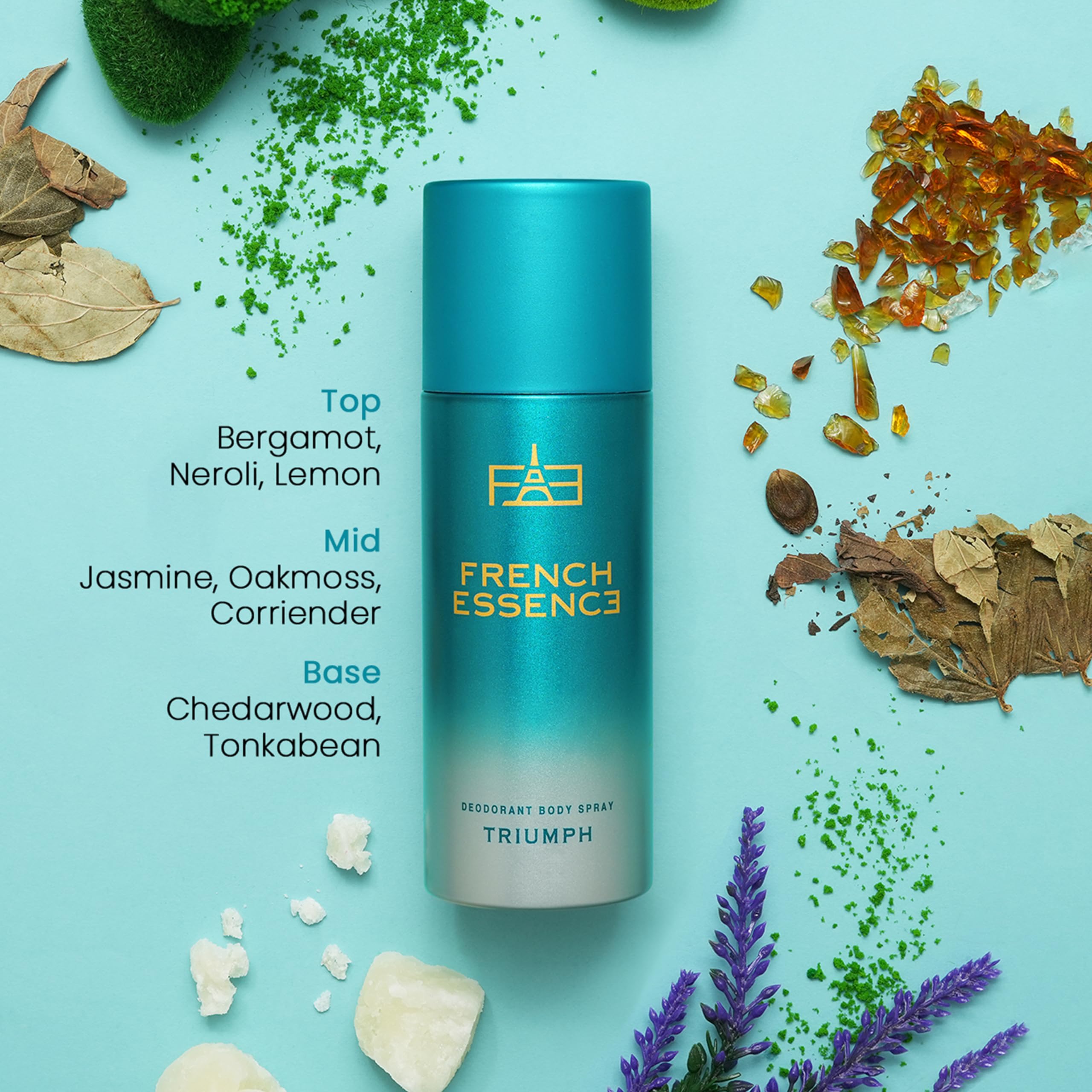 FRENCH ESSENCE Men's Deodorant Spray - Long Lasting Fragrance, Fresh Scent Body Spray for Men (Triumph 150ml, Pack of 2) | All-Day Freshness for Work, Gym & Outdoor Activities