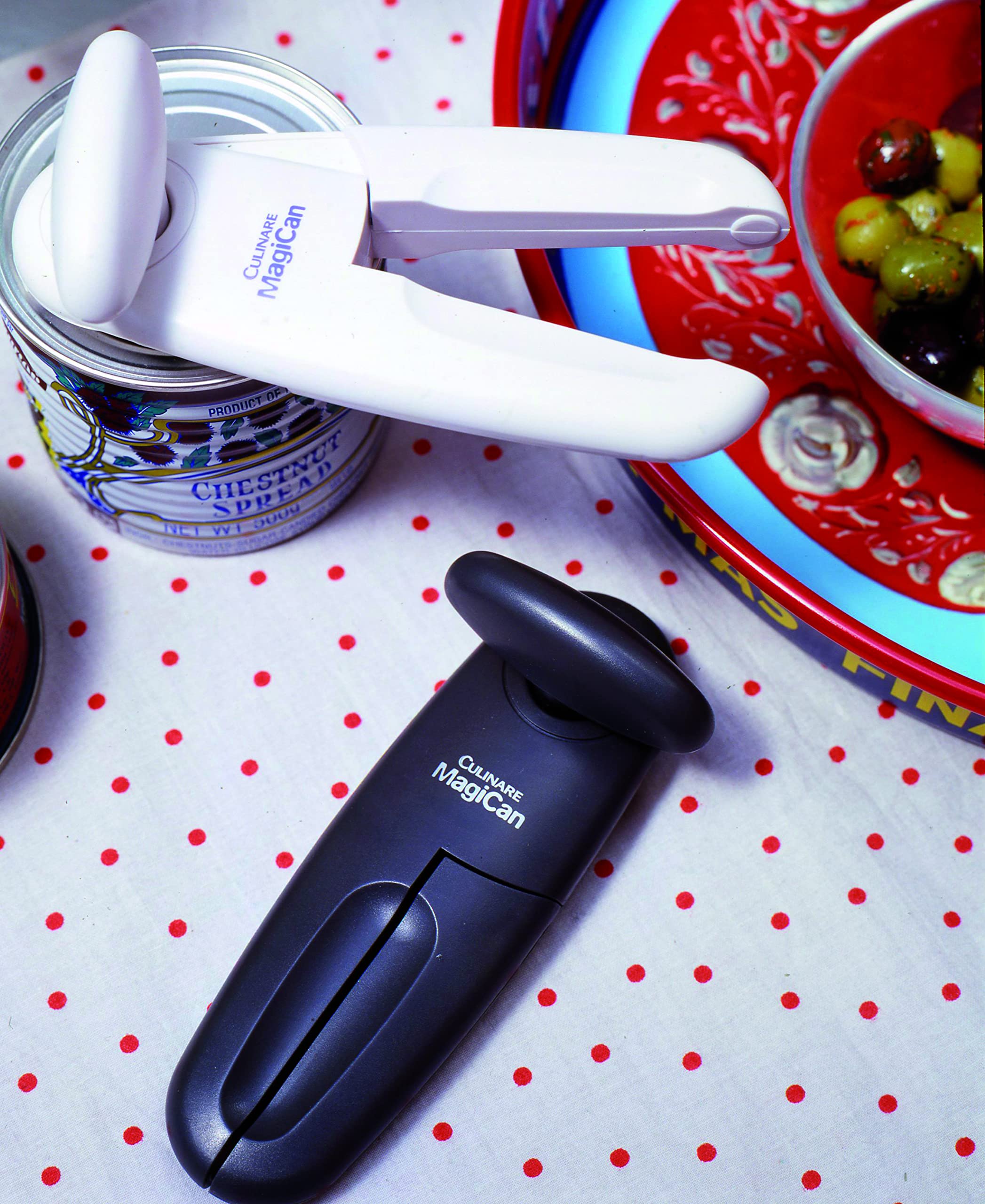 Premium Heavy Duty Manual Can Opener with Lid Release - Stainless Steel Kitchen Gadget for Effortless Can Opening - Easy to Use Handheld Home Can Opener (White) - Perfect for Camping, Emergency Kits & Everyday Kitchen Use