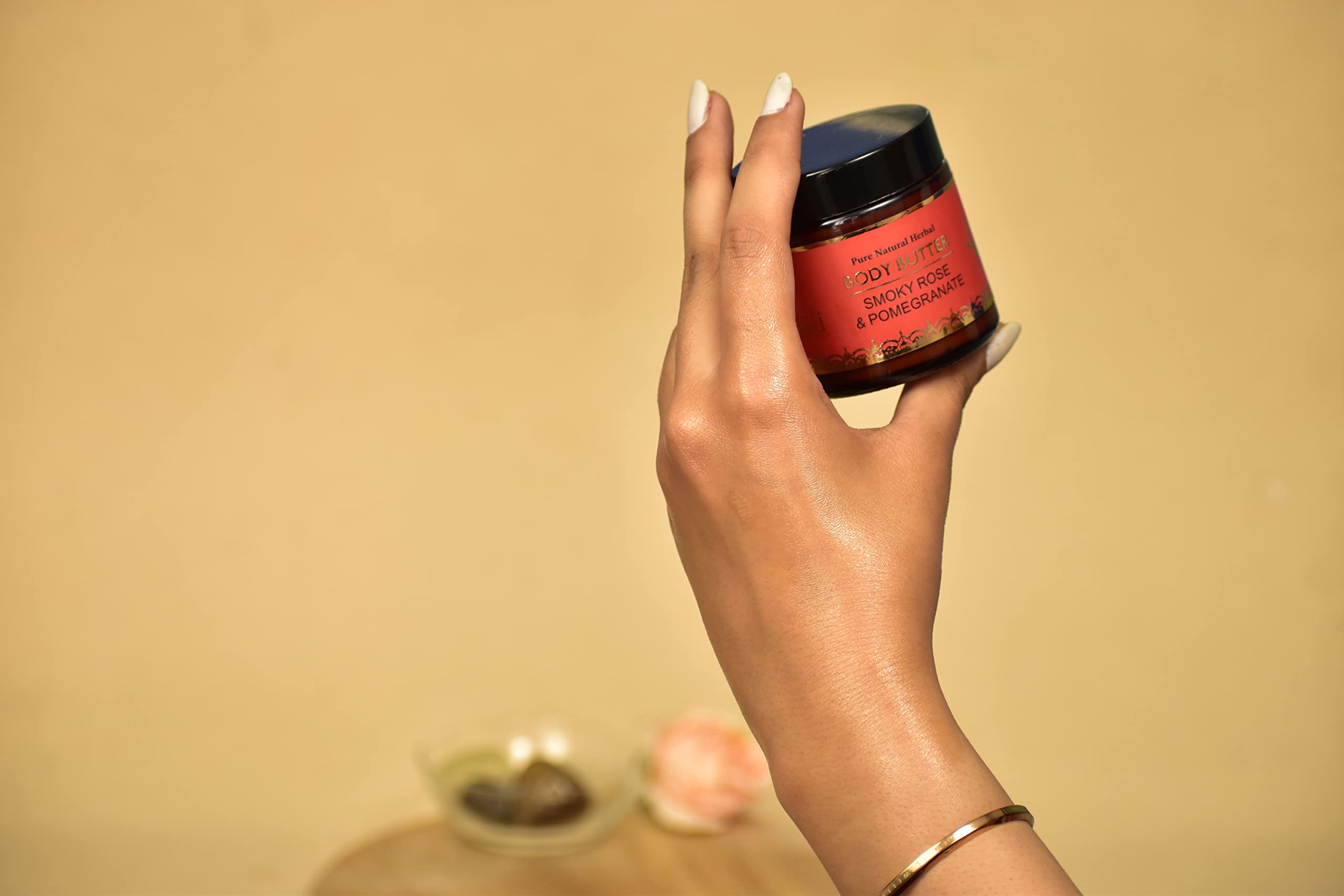 Body Gold Body Butter Cream with Pomegranate & Smoky Rose - Nourishing, Long-Lasting Hydration for Dry Skin | Paraben & Sulfate Free, 100g | Perfect for Daily Moisturizing & Nighttime Skincare Routine