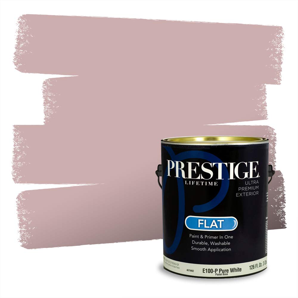 Prestige Paints Exterior Paint and Primer in One - 1 Gallon Flat Finish, Valspar Romantic Smoke Match - Ideal for Home Exteriors, Siding, and Outdoor Wood Surfaces