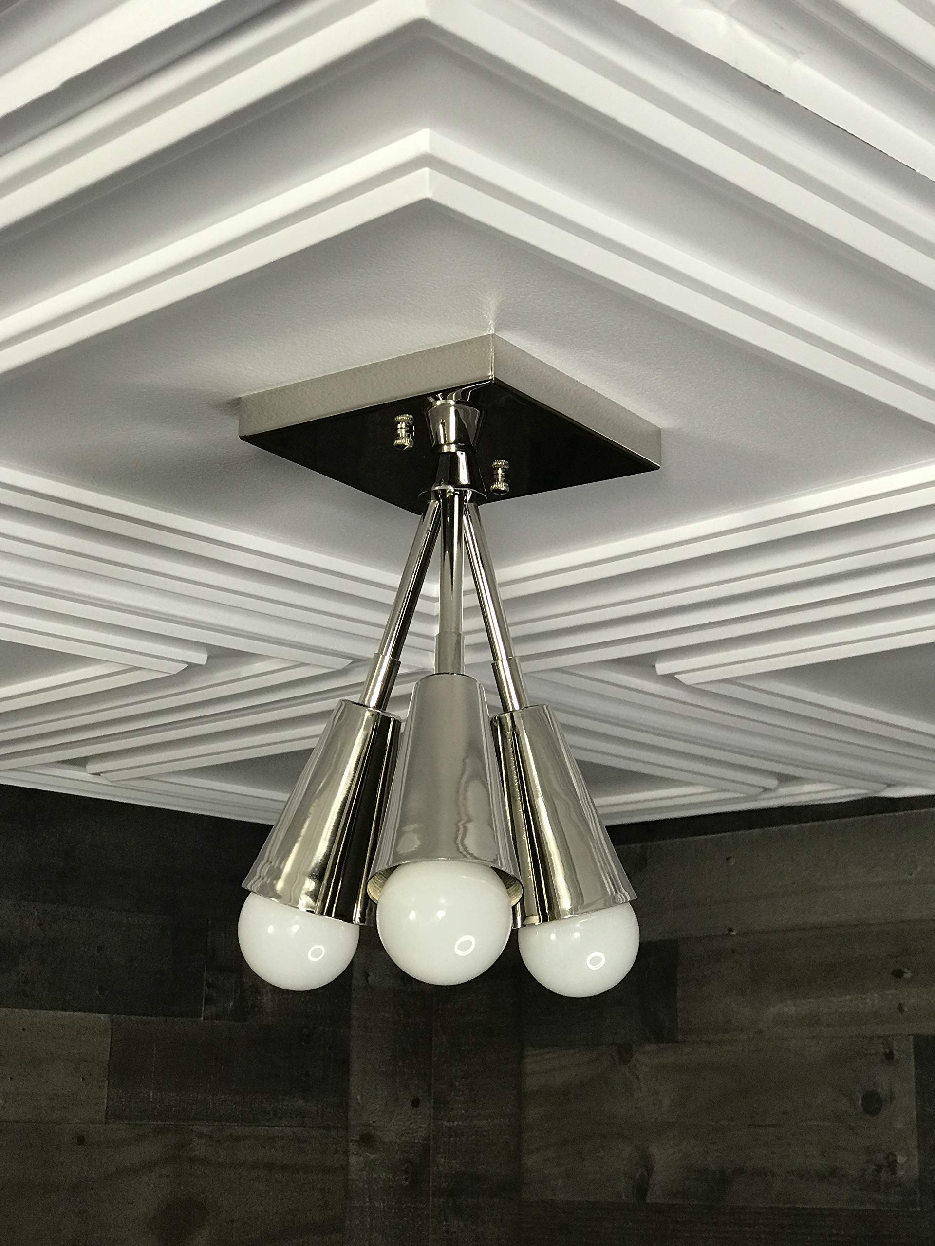 Modern Hera Chandelier in Gold Raw Brass - 3 Cone Bulb Mid Century Semi Flush Mount Light Fixture for Dining Room, Bedroom, or Living Room