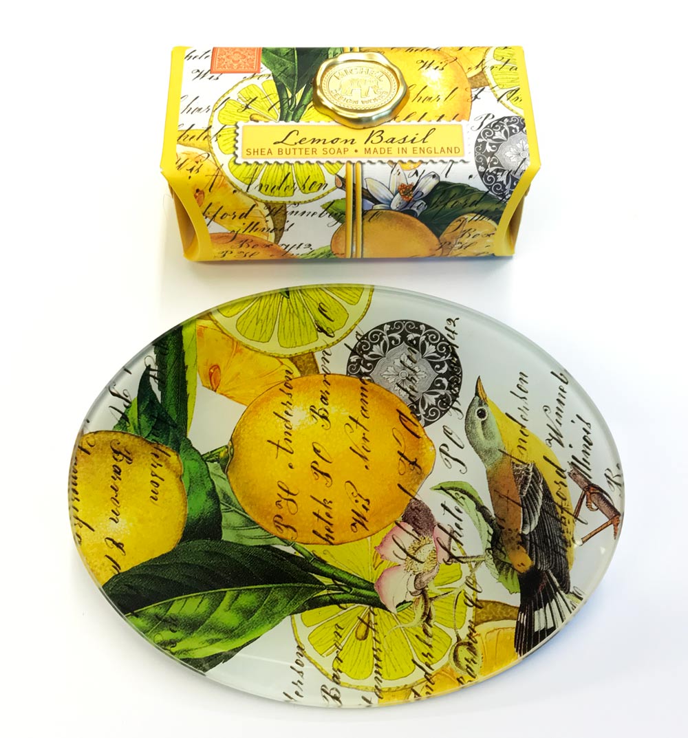 Refreshing Lemon Basil Handmade Soap with Bamboo Soap Dish Set | Natural Glycerin Soap Gift for Women & Men | Perfect for Bathroom, Spa, and Luxury Home Decor