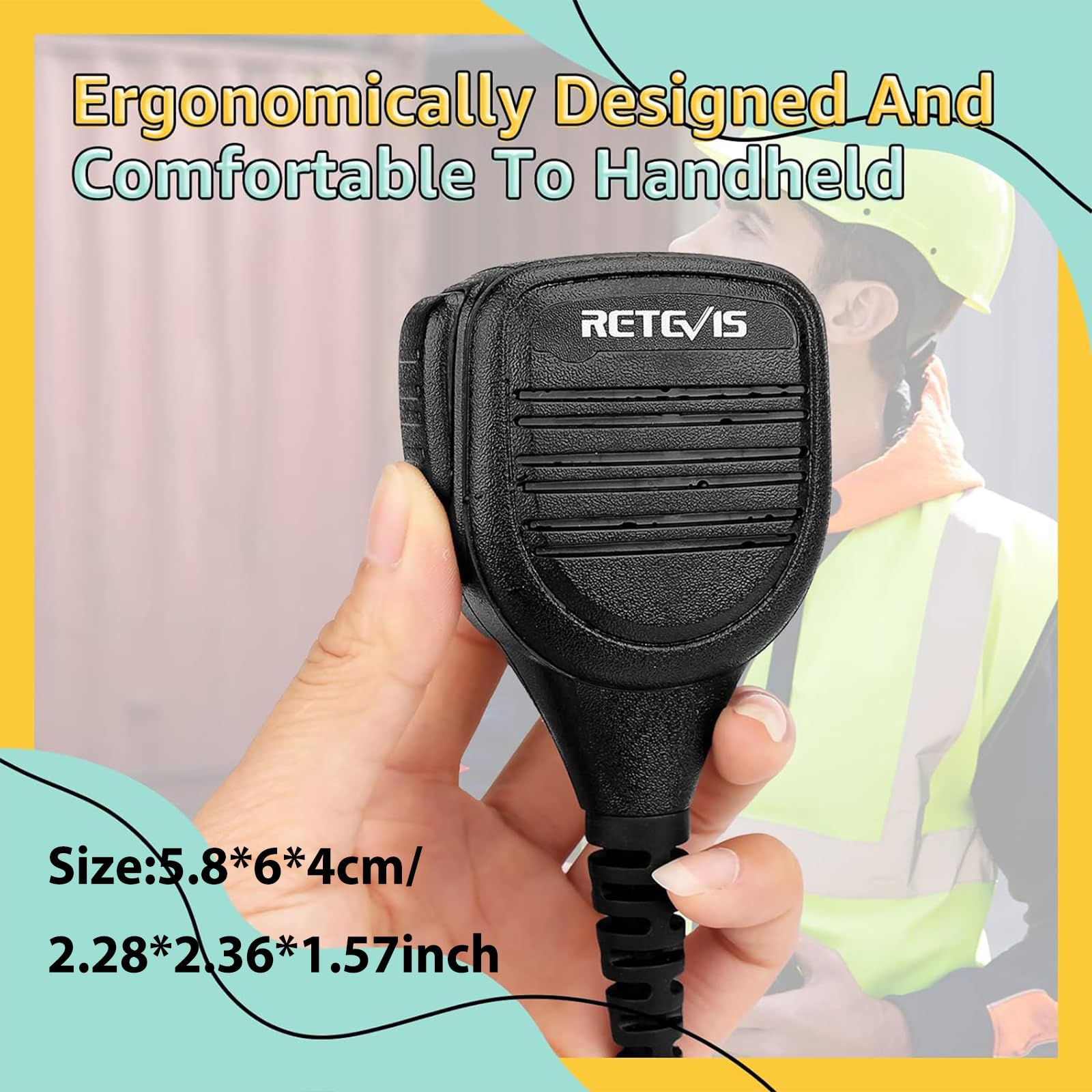 Retevis RT21 Walkie Talkie Microphone - IP54 Waterproof Shoulder Speaker Mic for RT22 RT68 H-777 RT85 RT27 RT86 RT18 RB45 BAOFENG UV-5R 5RM BF-F8HP Kenwood SAMCOM Radios - 3.5mm Audio Jack (1 Pack) - Perfect for Outdoor Adventures, Construction Sites & Emergency Communication