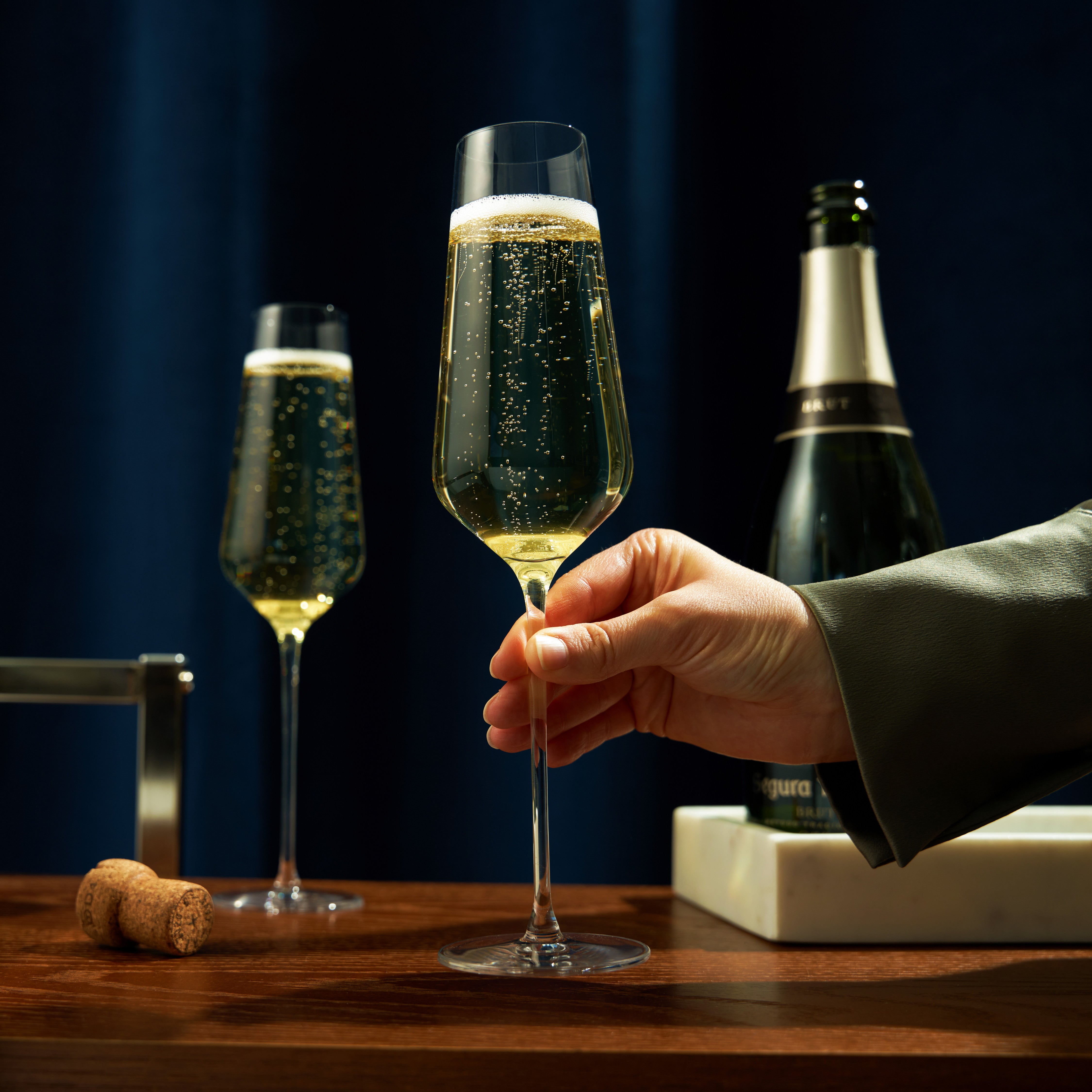 Premium Liminal Champagne Flutes Set of 2 - Elegant Crystal Glassware for Weddings, Parties & Romantic Celebrations - Perfect for Toasting, Anniversaries & Special Occasions