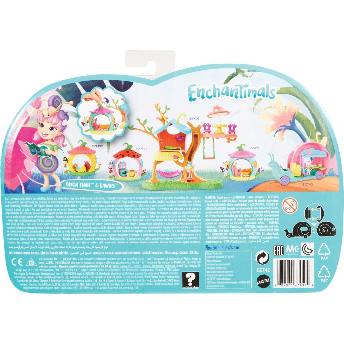 Enchantimals GCT42 Slow-Motion Camper Vehicle Playset with Saxon Snail Doll - Interactive Toy for Kids' Pretend Play & Travel Adventures