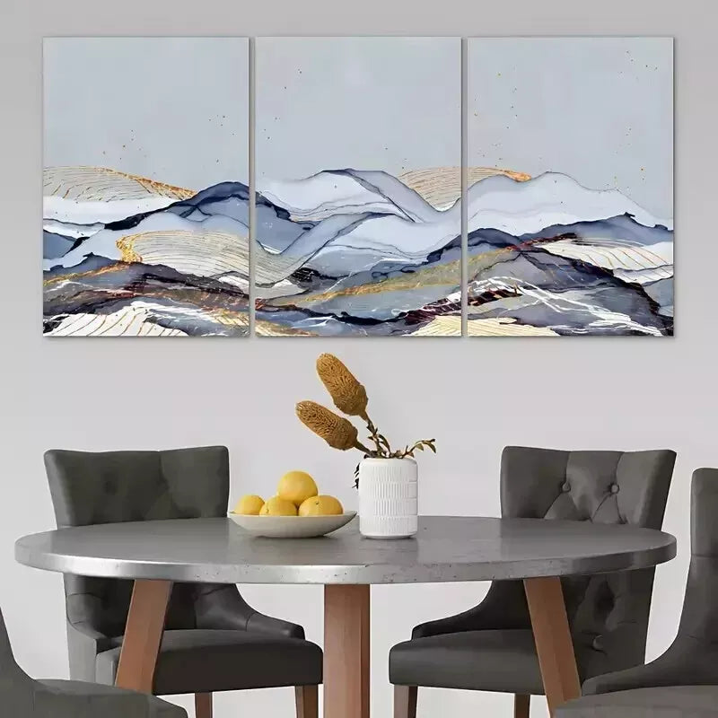 3-Piece Geometric Pastel Landscape Wall Art Set - Framed Canvas 50x70cm (20x28in) - High Quality Print - Ready to Hang - Modern Home & Office Decor - Perfect for Living Room, Bedroom or Gallery Wall