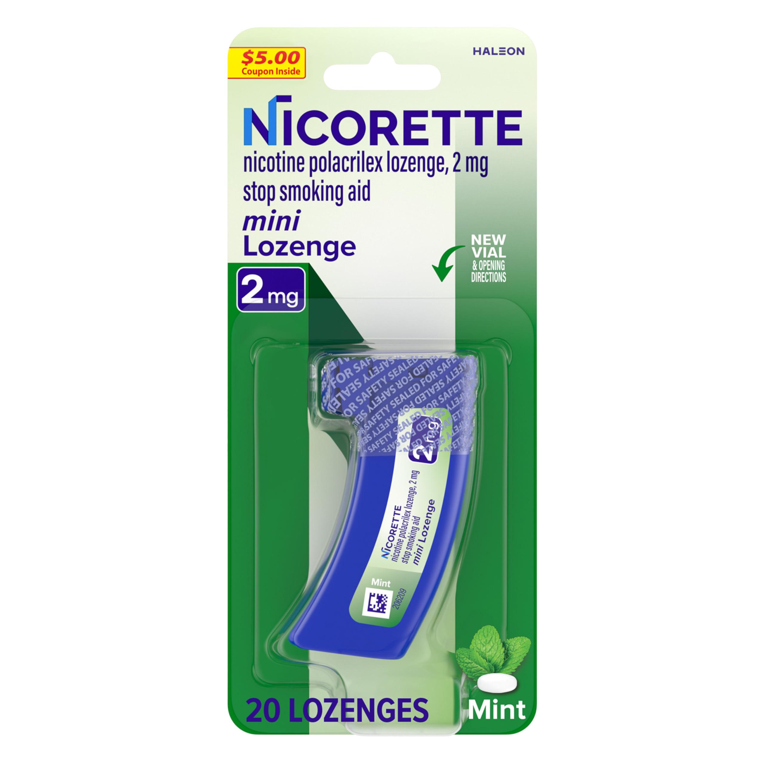Nicorette 2mg Mini Nicotine Lozenges for Quitting Smoking - Mint Flavored Stop Smoking Aid, 20 Count - Helps Reduce Cravings & Withdrawal Symptoms - Perfect for Work, Travel & Home Use