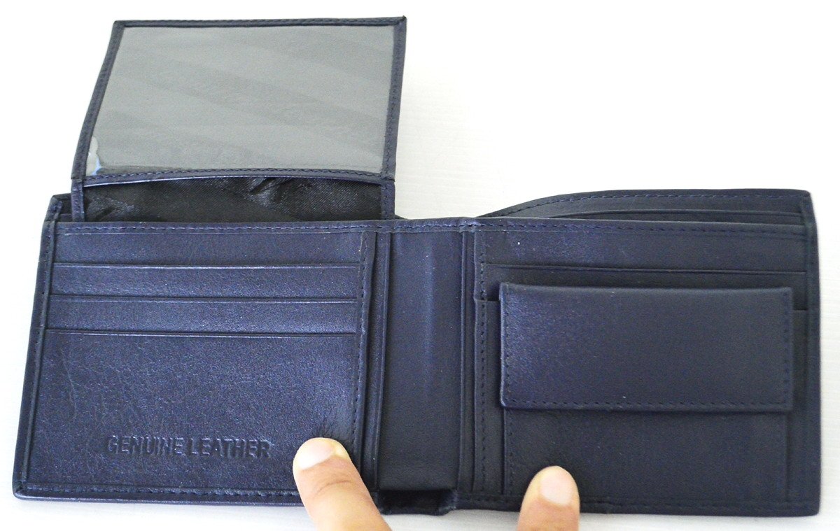 Premium Men's Bifold Crocodile Tail Leather Wallet - Dark Blue | RFID Blocking | Slim Design | Perfect Gift for Dad, Husband & Business Professionals | Everyday Carry & Formal Occasions
