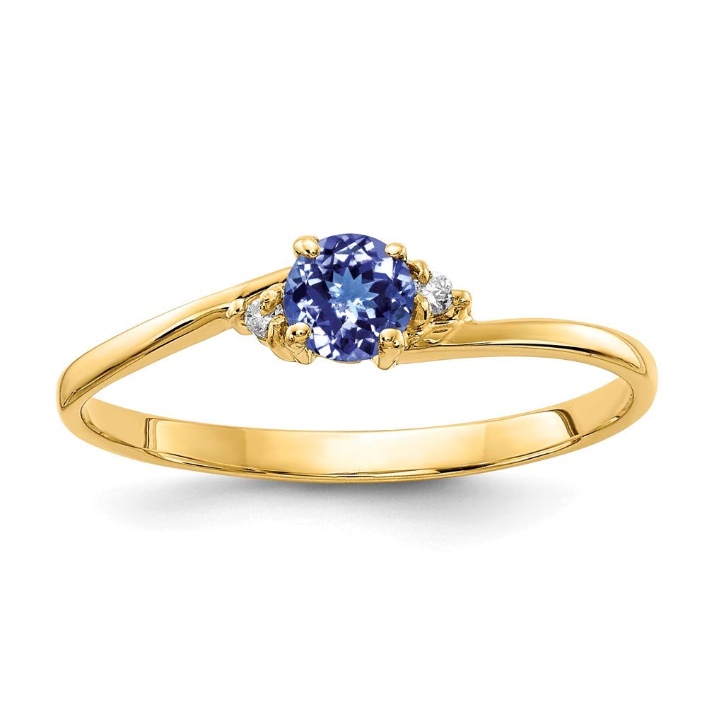 14K Yellow Gold 4mm Tanzanite & VS Diamond Engagement Ring (0.016 cttw) - Perfect for Proposals, Anniversaries & Special Occasions