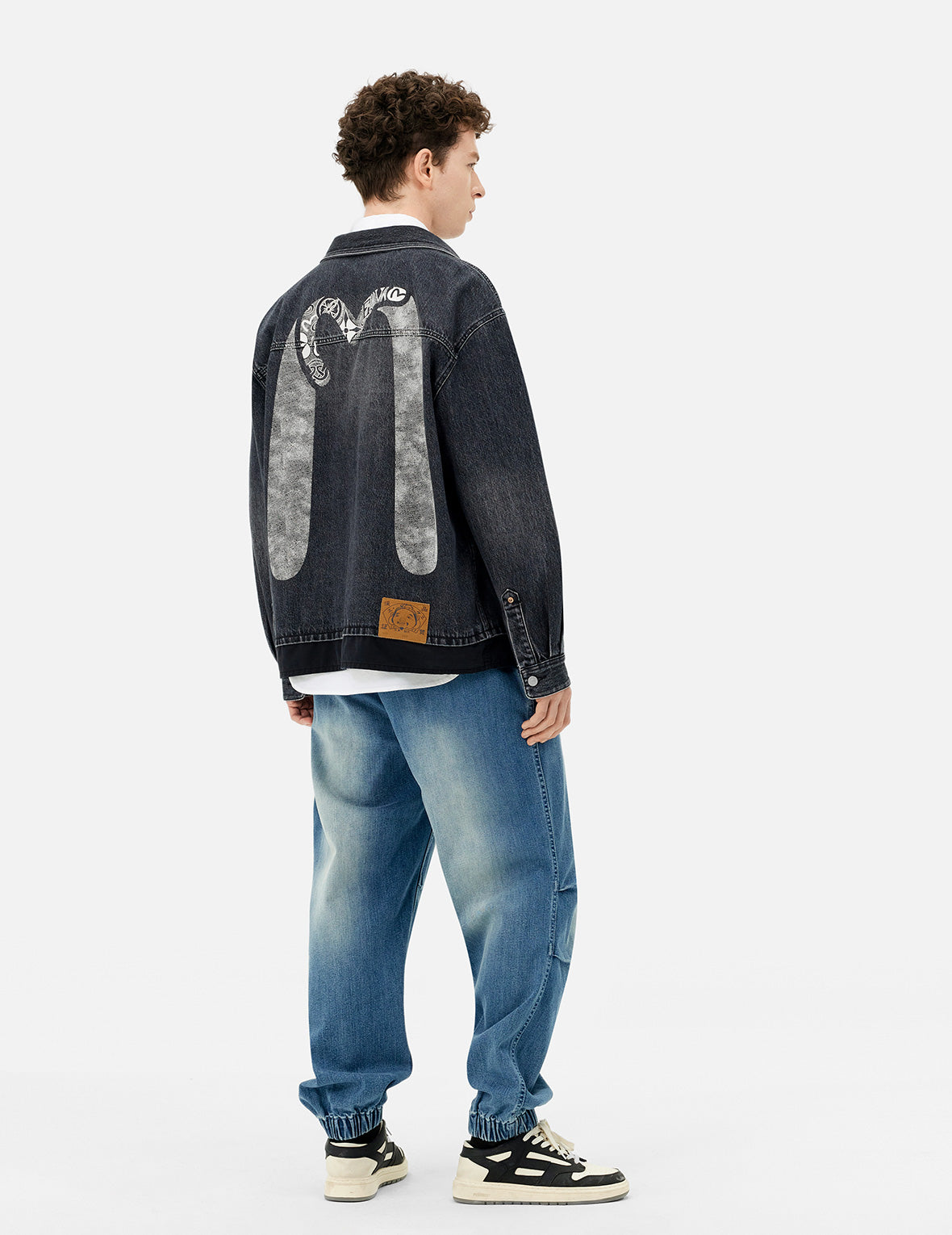 Daicock & Seagull Print Relaxed Fit 2-in-1 Denim Work Shirt Jacket for Men - Casual Wear & Outdoor Activities