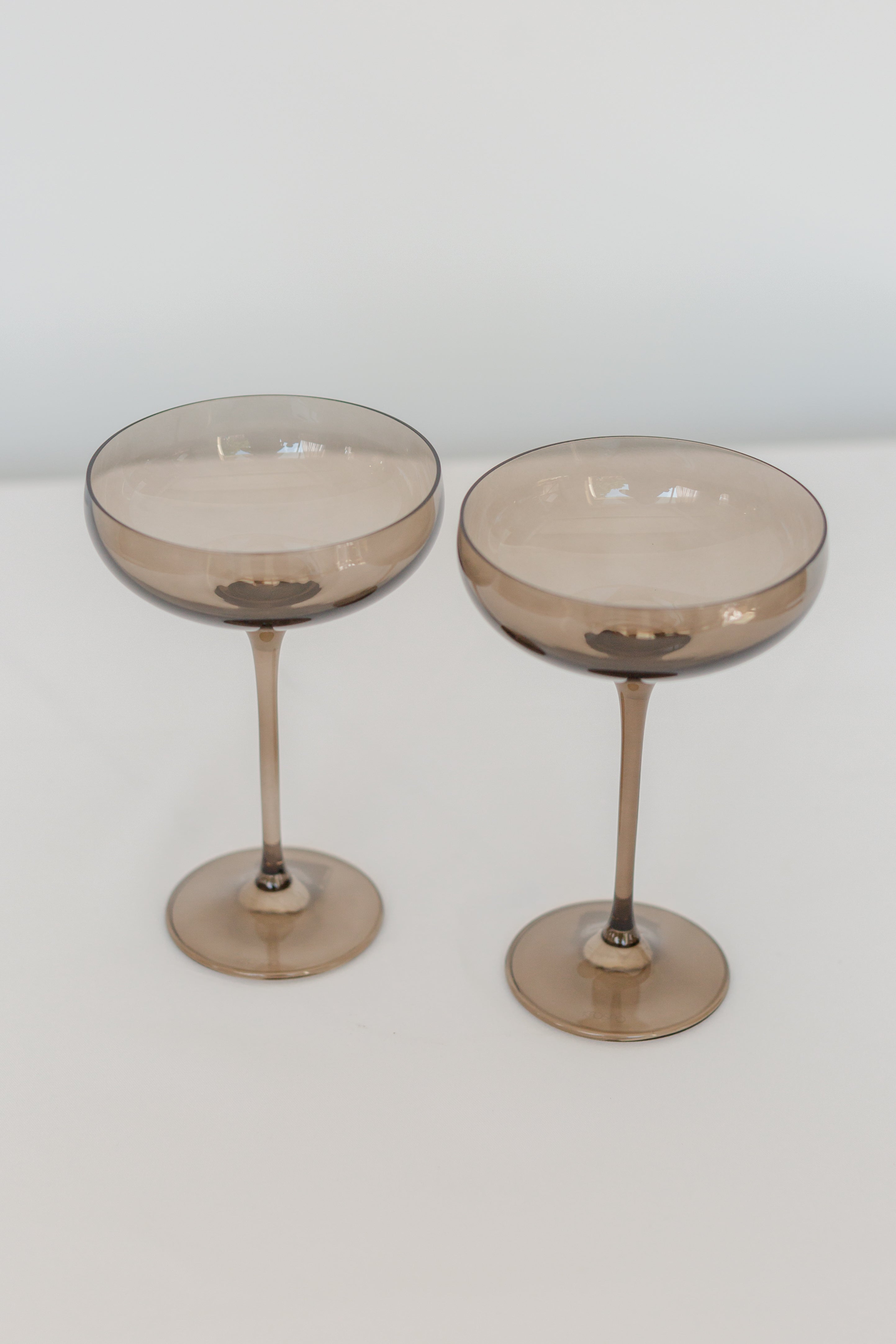 Estelle Colored Champagne Coupe Stemware Set of 2 - Elegant Gray Smoke Glasses for Wedding, Party & Special Occasions