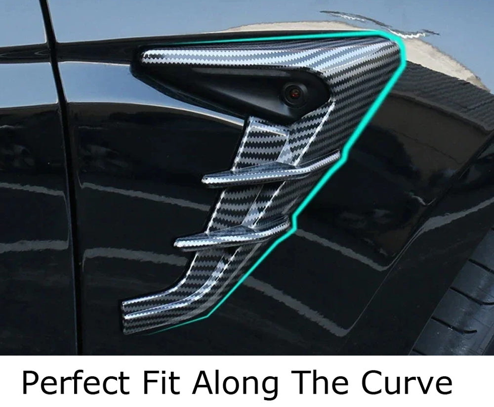 Gloss Black Carbon Fiber Shark Gill Side Marker Decals for Tesla Model 3 & Model Y - Premium Exterior Styling Upgrade for Sporty Look (2017-2023 Models) | Perfect for Car Enthusiasts & Customization Projects