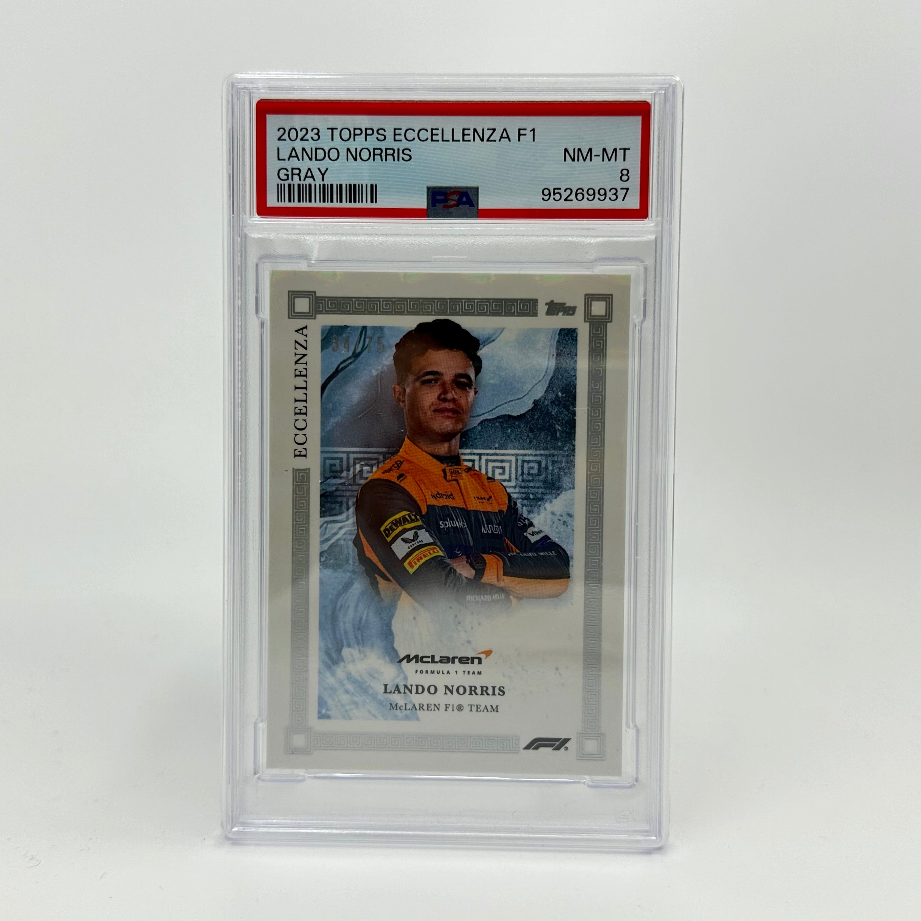2023 Topps Eccellenza F1 PSA 8 Lando Norris Gray Card 34/75 - Rare Collectible for F1 Fans & Sports Memorabilia Enthusiasts - Perfect for Display, Trading, and Investment