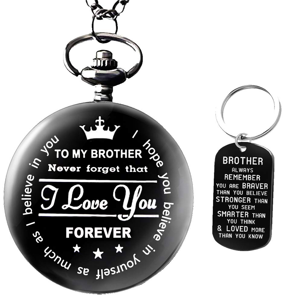 Engraved Pocket Watch for Brother - Best Unique Birthday & Christmas Gift Idea from Sister - Perfect for Anniversaries, Graduations & Special Occasions