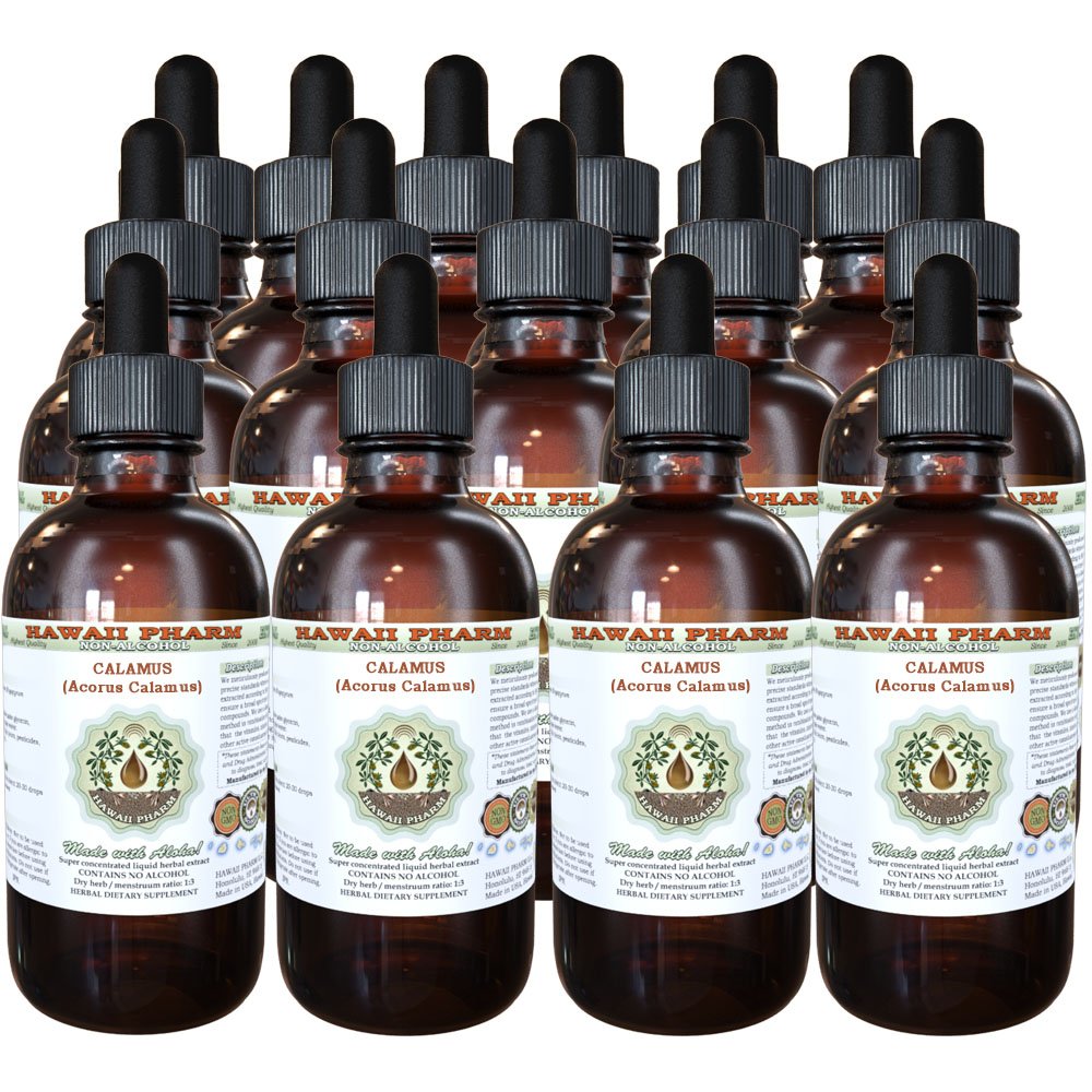 Organic Calamus Root Glycerite Alcohol-Free Liquid Extract (Acorus Calamus) - 4 oz Bottle, Pack of 15 - Herbal Supplement for Digestive Support & Relaxation - Perfect for Tea, Tinctures & Aromatherapy