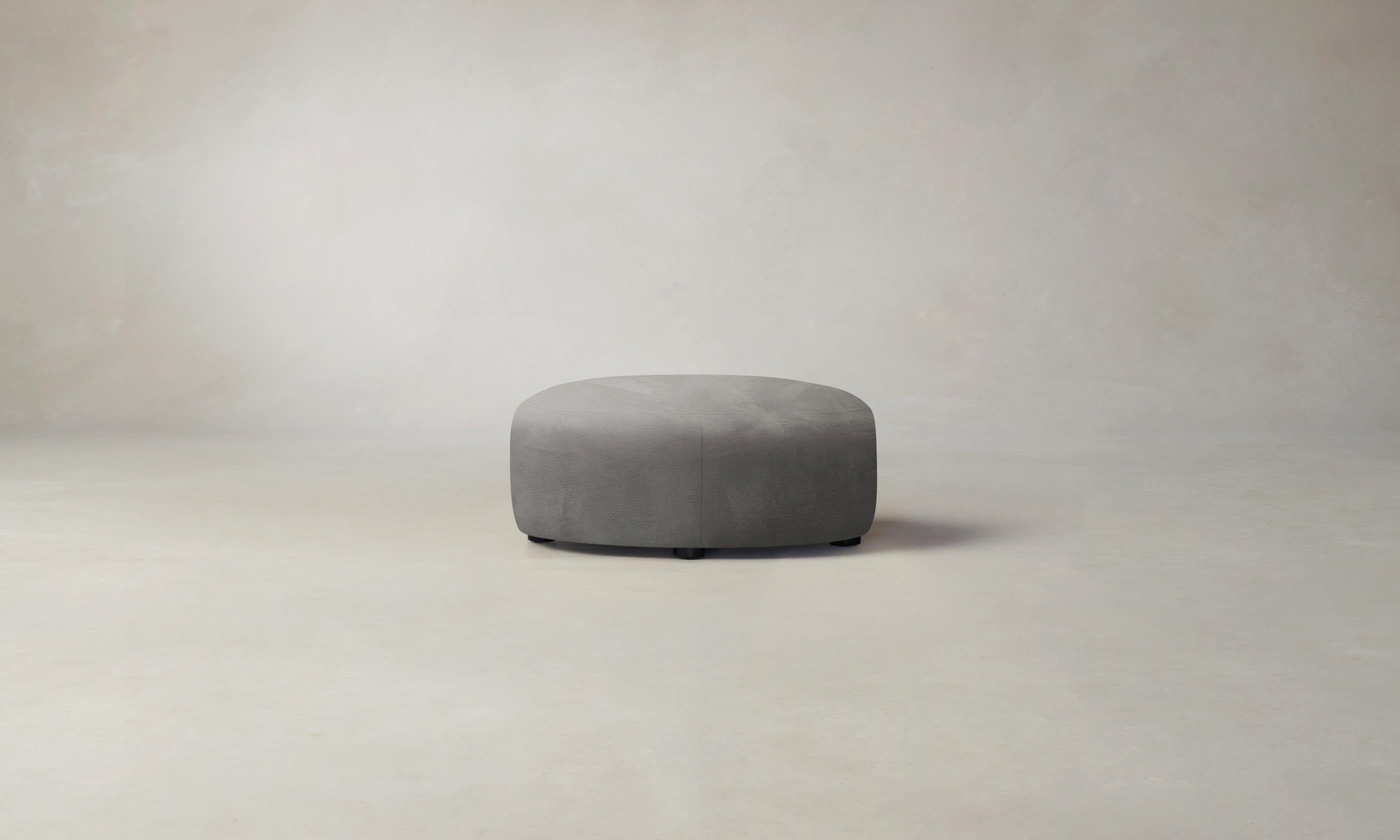 Premium Nubuck Leather Chelsea Ottoman in Asphalt Gray - Modern Footrest & Storage Bench for Living Room, Bedroom, or Office