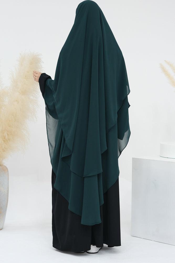 Extra Long Dark Green Chiffon Two Layer Wedding Veil - Elegant Bridal Accessory for Weddings, Prom, Special Occasions & Photo Shoots
