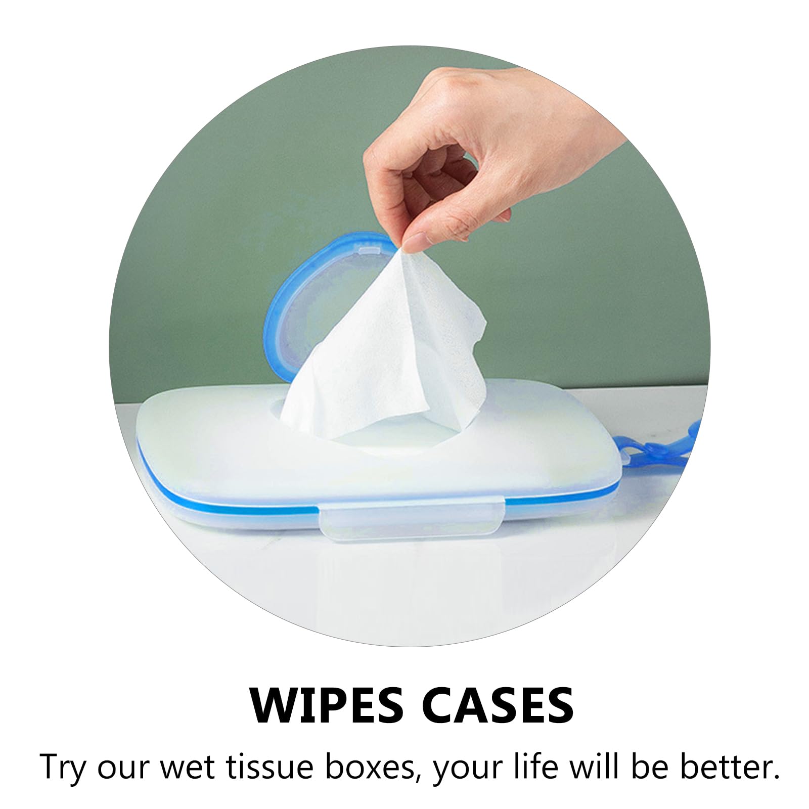 Portable Baby Wipe Dispenser - Refillable Travel Wipes Container for Diaper Bags, Strollers & Cars | Blue Sky Pouch for On-The-Go Parents | Perfect for Travel, Bathroom & Nursery Organization