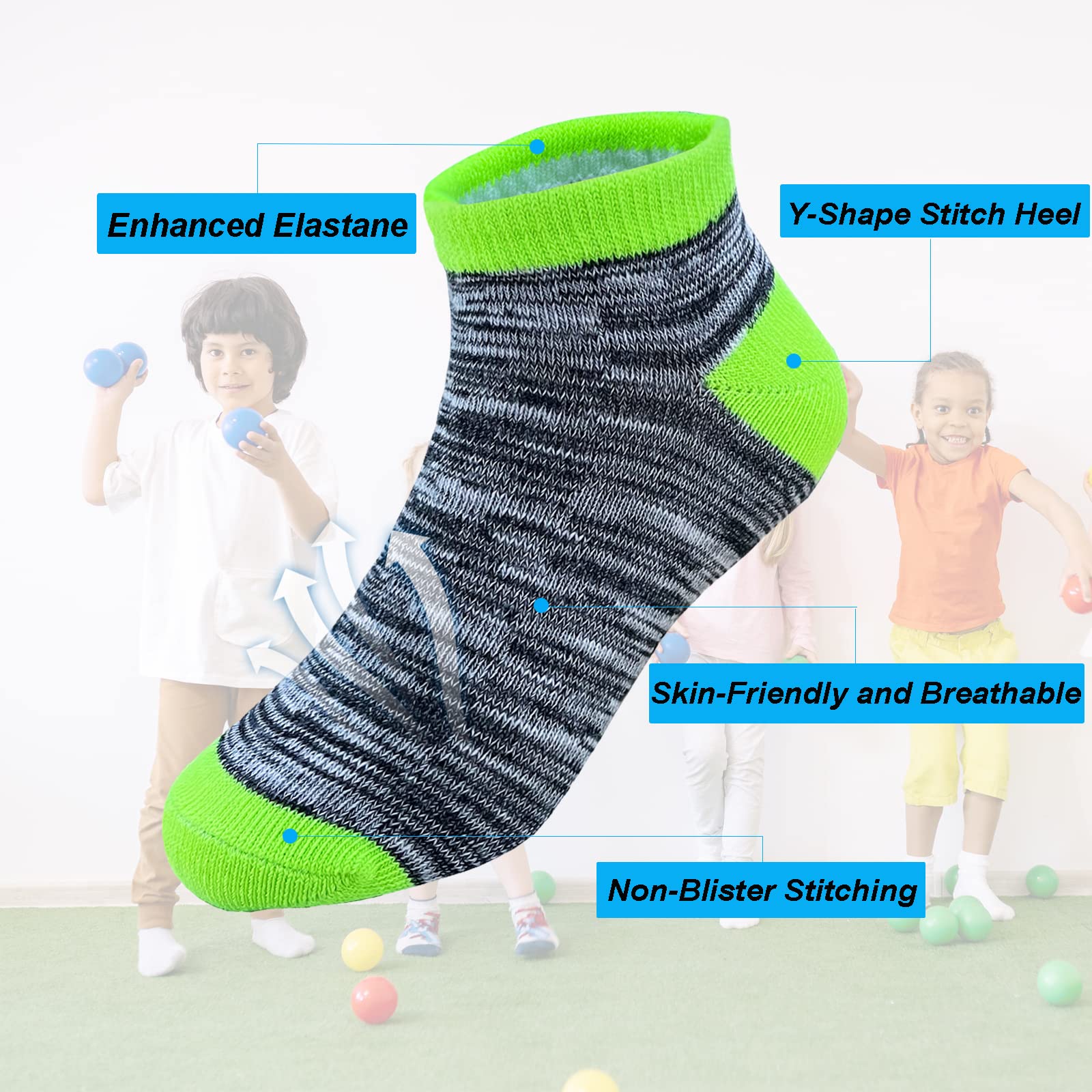 15 Pairs Kids Low Cut Socks - Half Cushion Breathable Sport Ankle Socks for Boys & Girls - Perfect for Running, Soccer, Basketball & School Activities