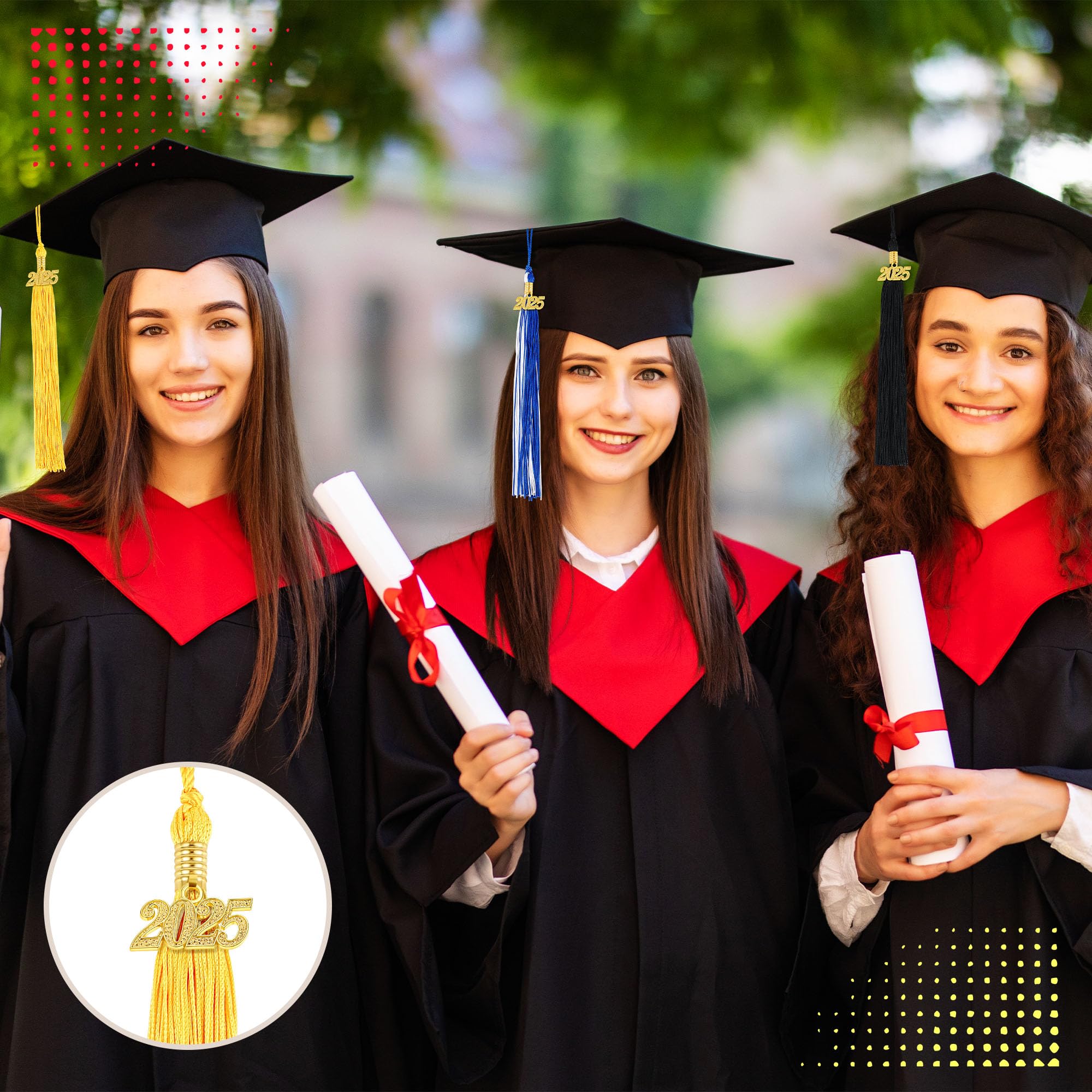 12-Piece 2024 Graduation Tassels Set - Classic Academic Cap Tassels for High School & College Graduation Ceremonies, Parties & Decorations - Perfect for Graduation Photos, Yearbooks & Keepsakes