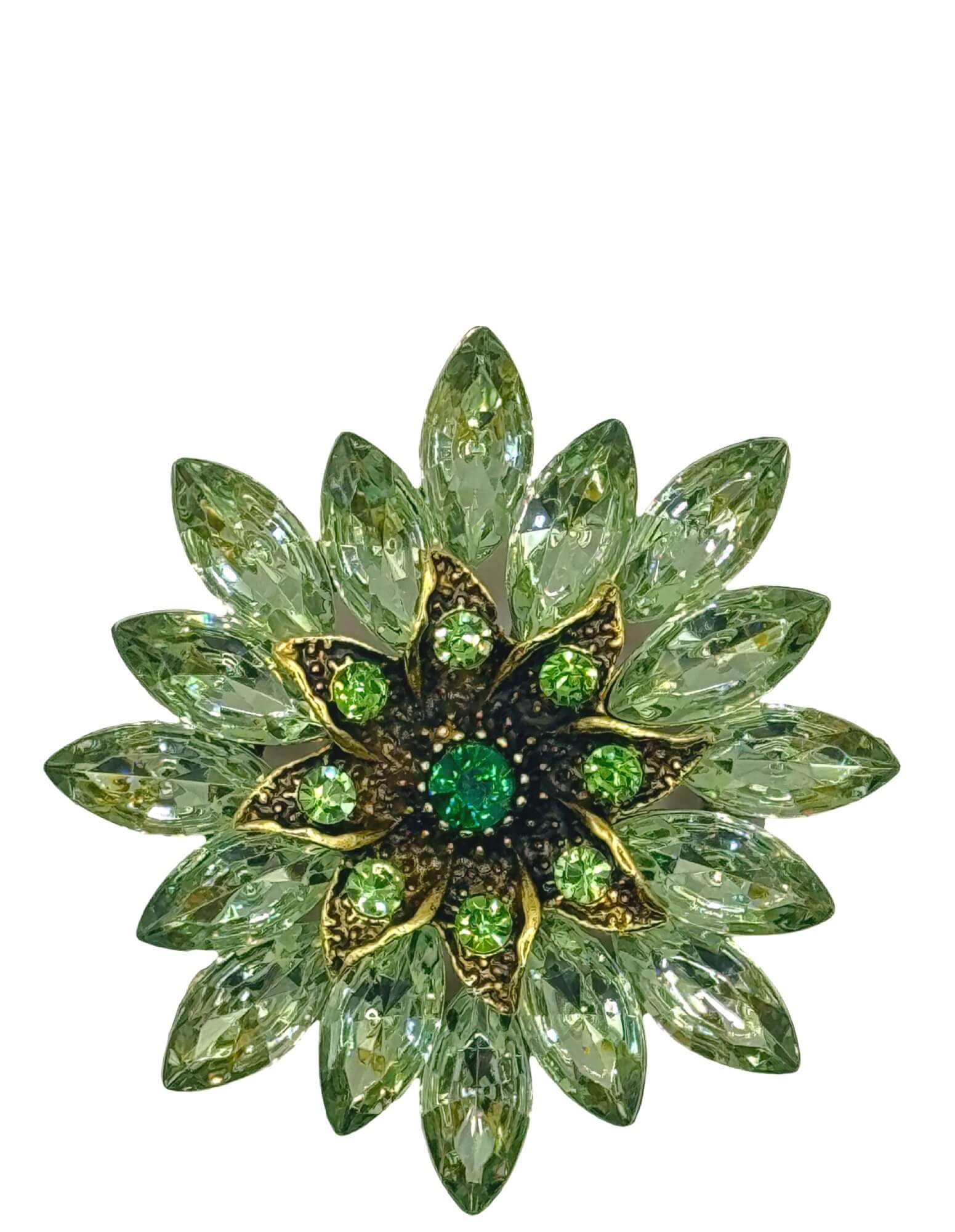 DÉCLIC Bloomed Floral Pin - Green Floral Brooch for Women | Perfect for Weddings, Parties & Everyday Fashion Accessories