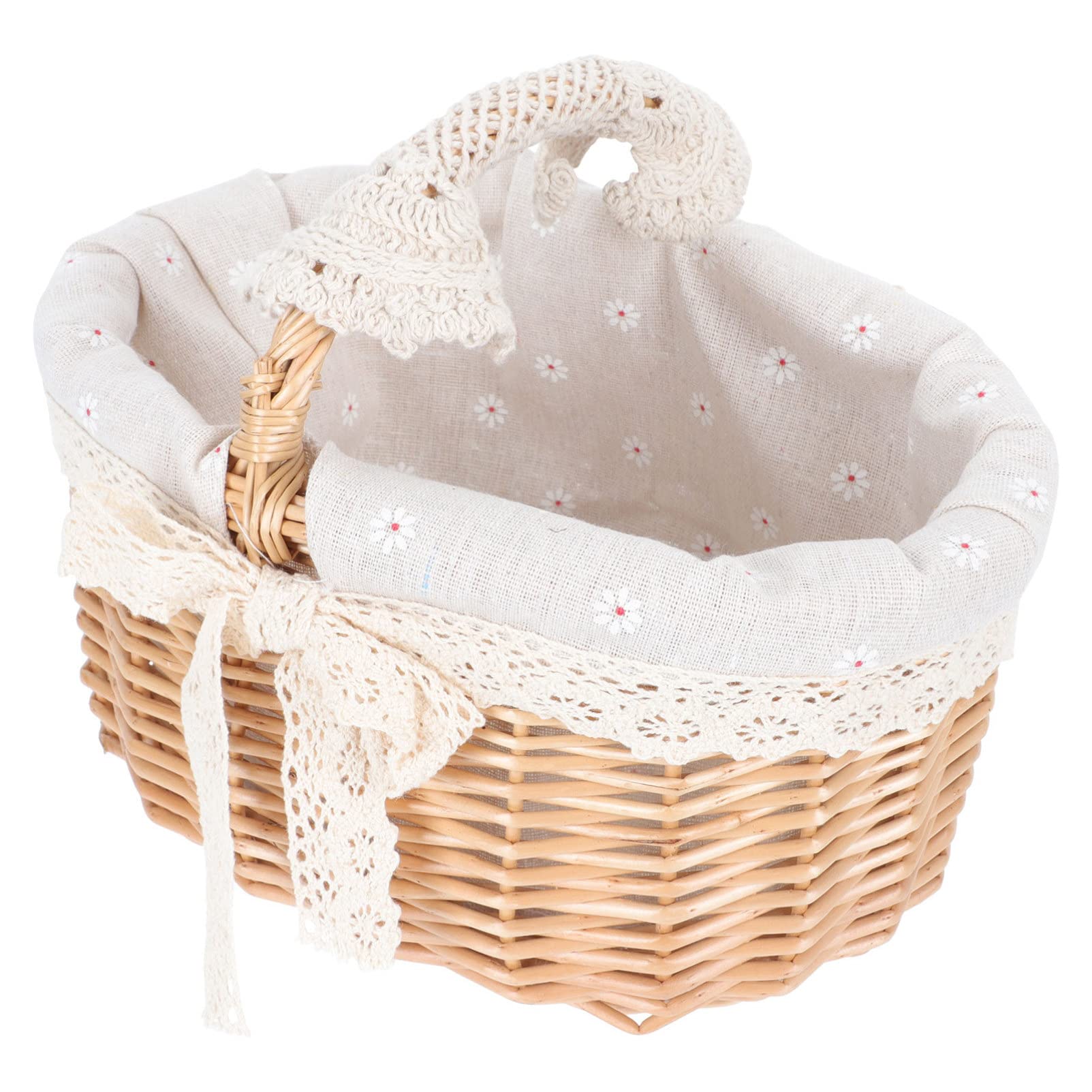 Handwoven Willow Picnic Basket with Handle - Wicker Rattan Easter Basket for Candy, Flower Storage, Bathroom Organizer & Toy Holder - Perfect for Outdoor Picnics, Easter Gifts & Home Decor