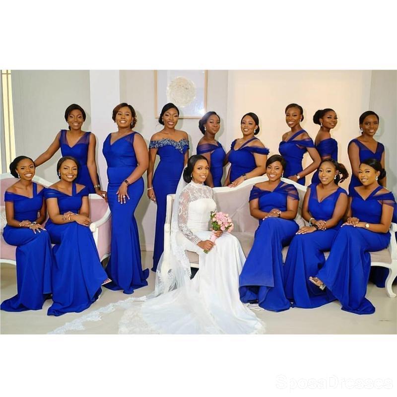 Royal Blue Mismatched Mermaid Bridesmaid Dresses - Elegant A-Line Formal Gowns for Weddings, Prom & Special Occasions - Style WG656
