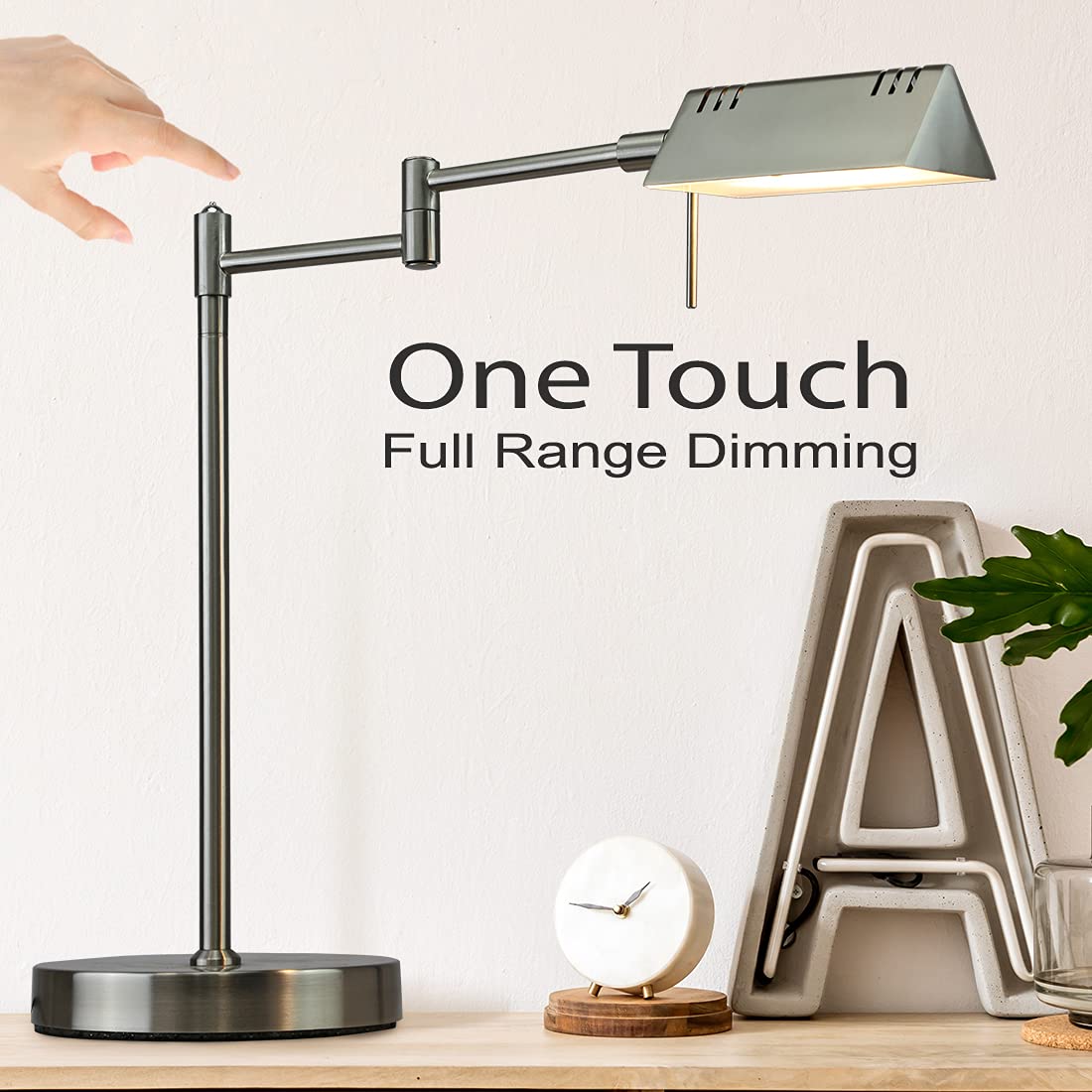 O'Bright LED Pharmacy Table Lamp - 12W Adjustable Desk Light with Full Range Dimming & 360° Swing Arms for Reading, Crafting & Office Work | ETL Certified Brushed Nickel Finish | Perfect for Home, Study & Workspace Lighting