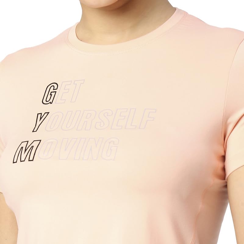 LAASA Women's Curved Hem Gym T-Shirt - Soft Breathable Workout Top for Yoga, Running & Fitness - Trendy Printed Athletic Tee for Active Lifestyles
