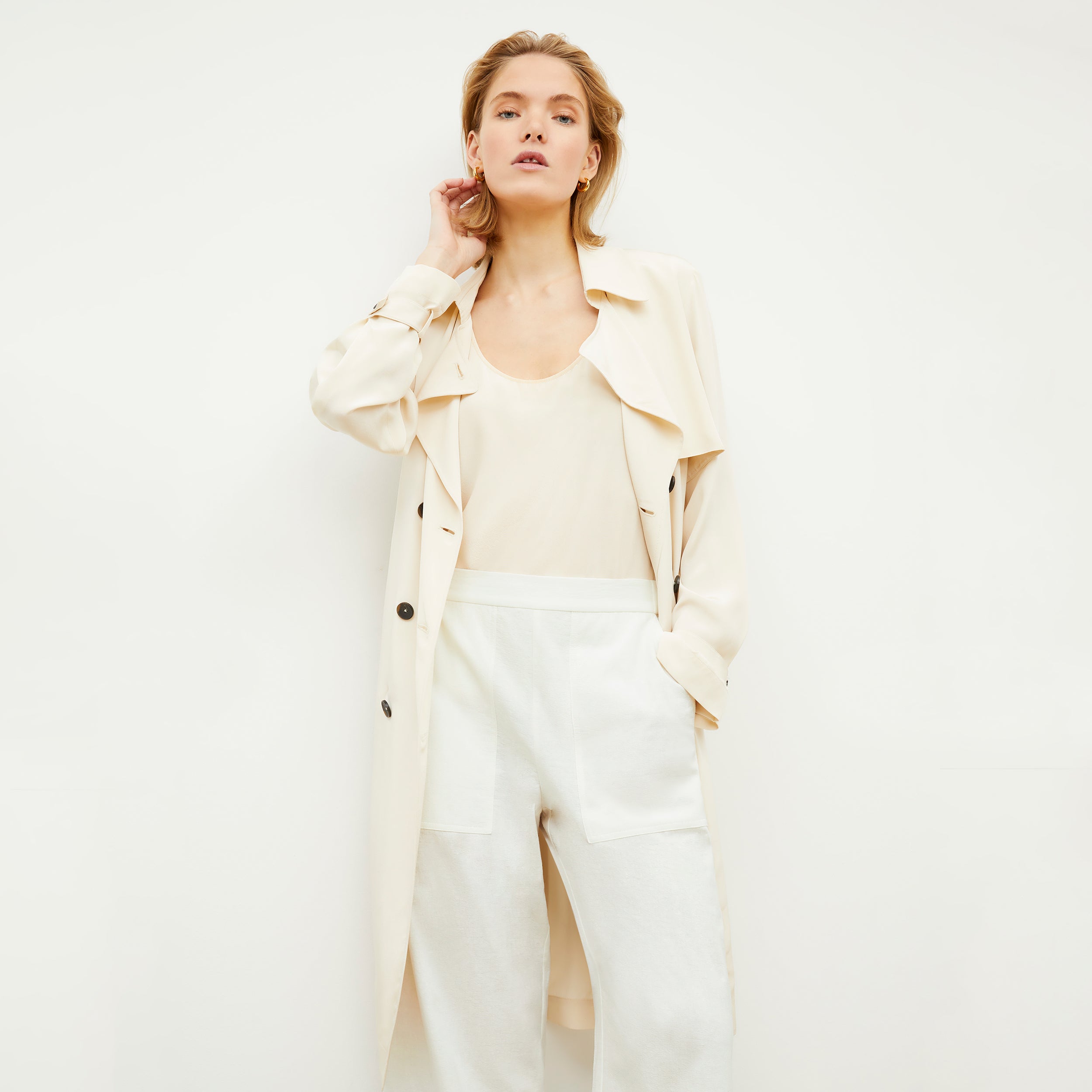 Madelyn Pants - Double Faced Linen Pants in Ivory | Comfortable & Stylish Women's Trousers for Work, Travel & Casual Wear