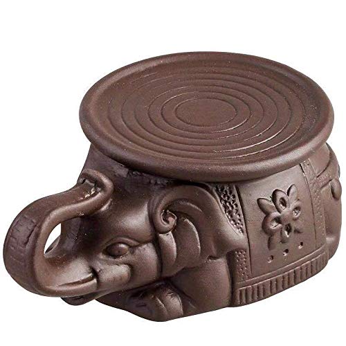 Handmade Yixing Purple Clay Teapot Pad - Chinese Kung Fu Ceramic Elephant Teapot Holder & Tea Pet - Zisha Clay Tea Tray Decor for Gongfu Tea Ceremony - Perfect for Home, Office Tea Set (Purple)