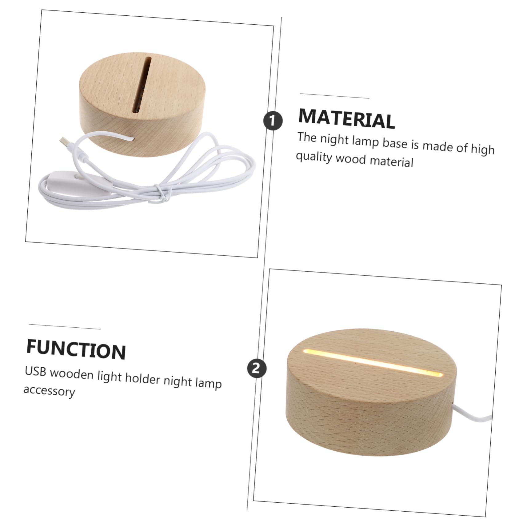 Angoily Wood Lamp Base - 1pc Wooden Night Light Holder for LED Bulbs, Small Lamp Stand for Bedroom Decor, Perfect for Night Lights, Reading Lamps & Cozy Ambiance