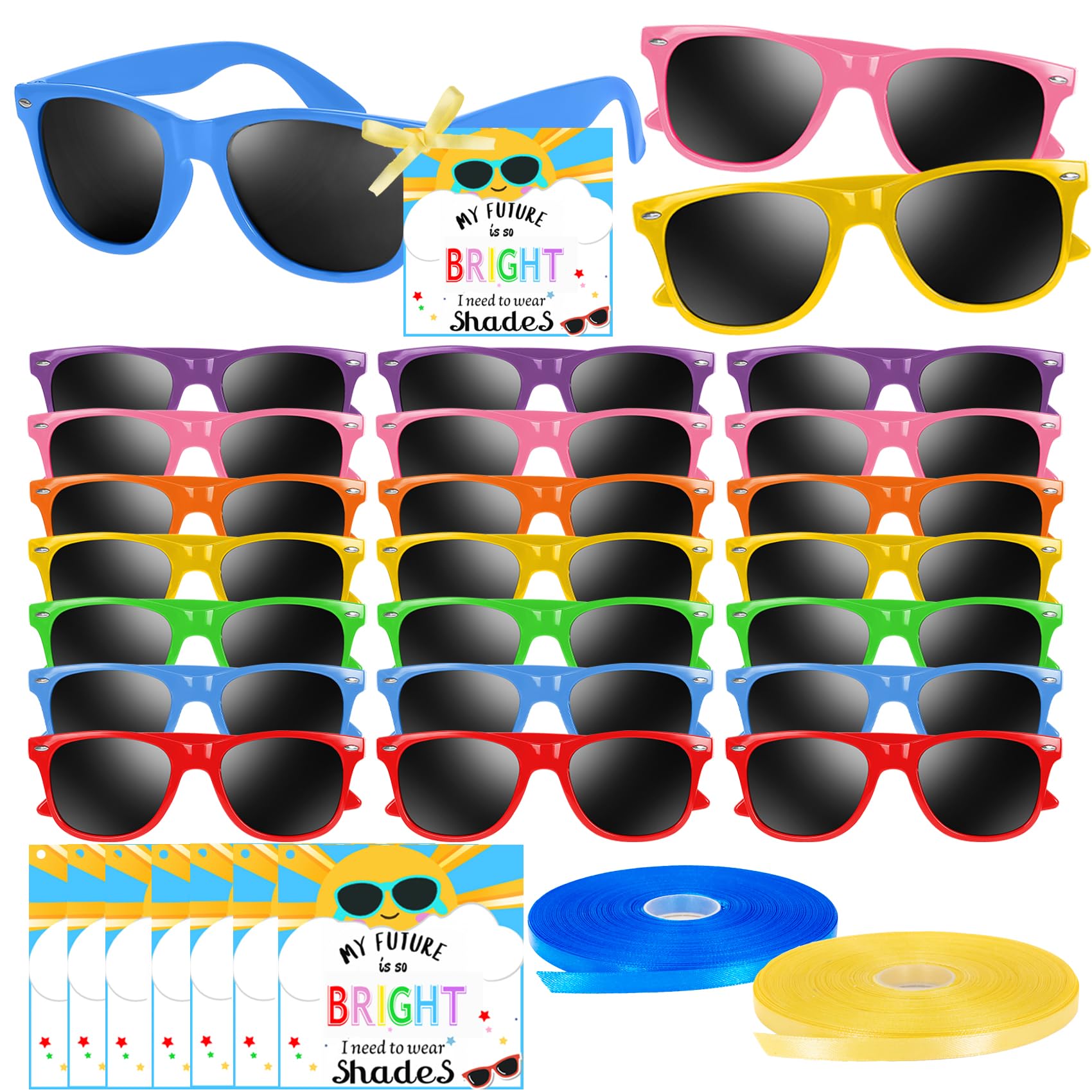 28-Piece Summer Bulk Back to School Party Favors Kit for Kids - Includes 30 Neon Gift Tags - Perfect for Beach Day, Pool Party, Birthday Celebrations & Classroom Rewards