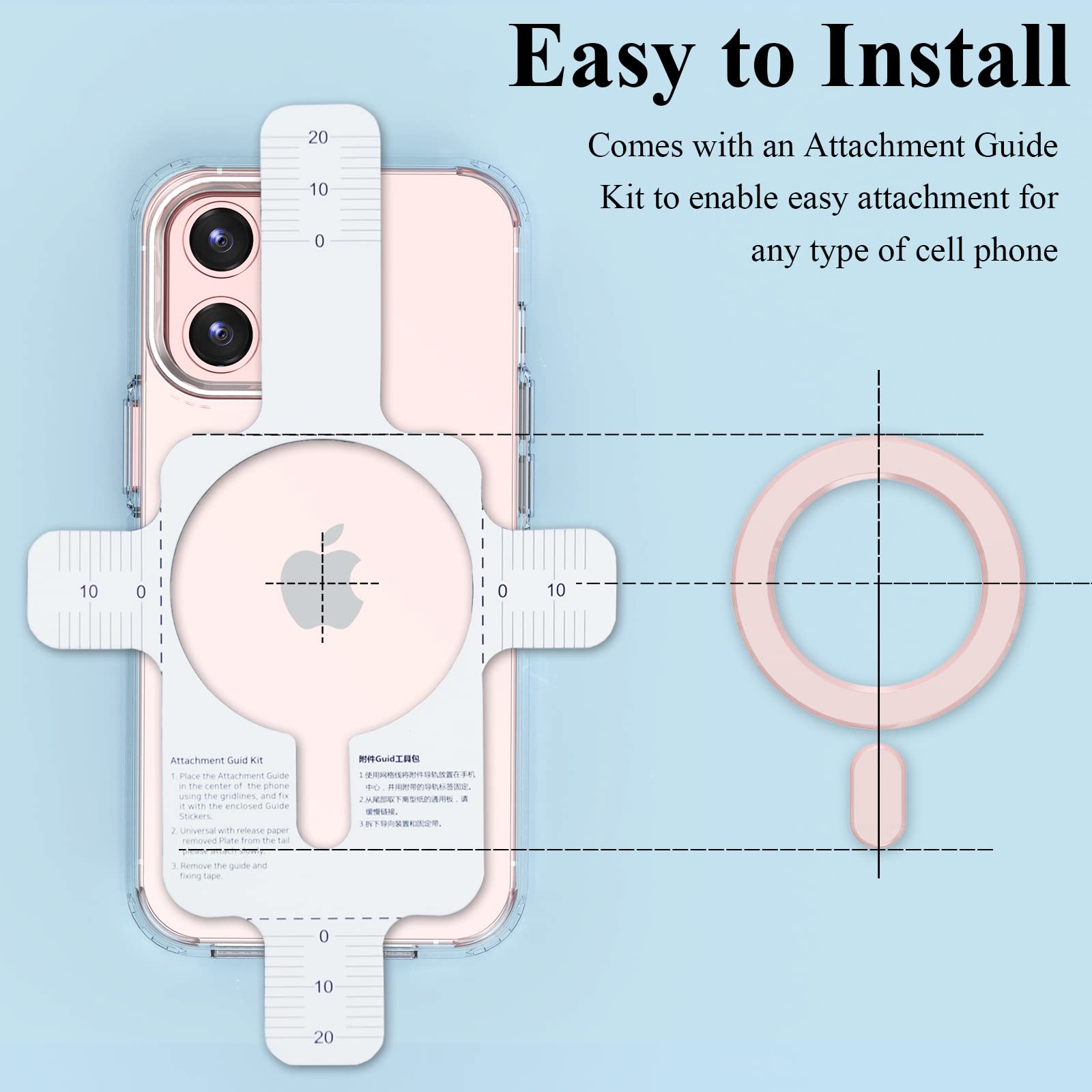 Universal MagSafe Ring (2-Pack) - Magnetic Sticker Adapter Compatible with iPhone 16/15/14/13/12/11 Pro Max/Mini & Galaxy S25/S24/S23 - Pink | Wireless Charging Accessory for Magsafe Cases & Phones | Perfect for Home, Office & Travel Use