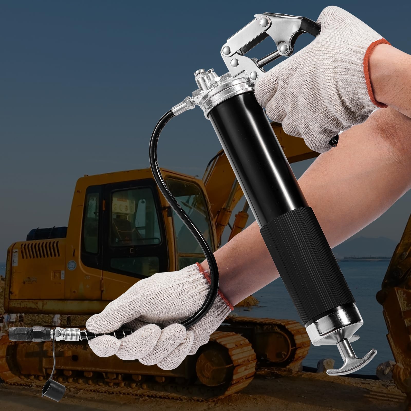 VEVOR Heavy Duty 6000 PSI Pistol Grip Grease Gun - Professional Automotive & Industrial Lubrication Tool for Cars, Trucks, Tractors & Machinery Maintenance