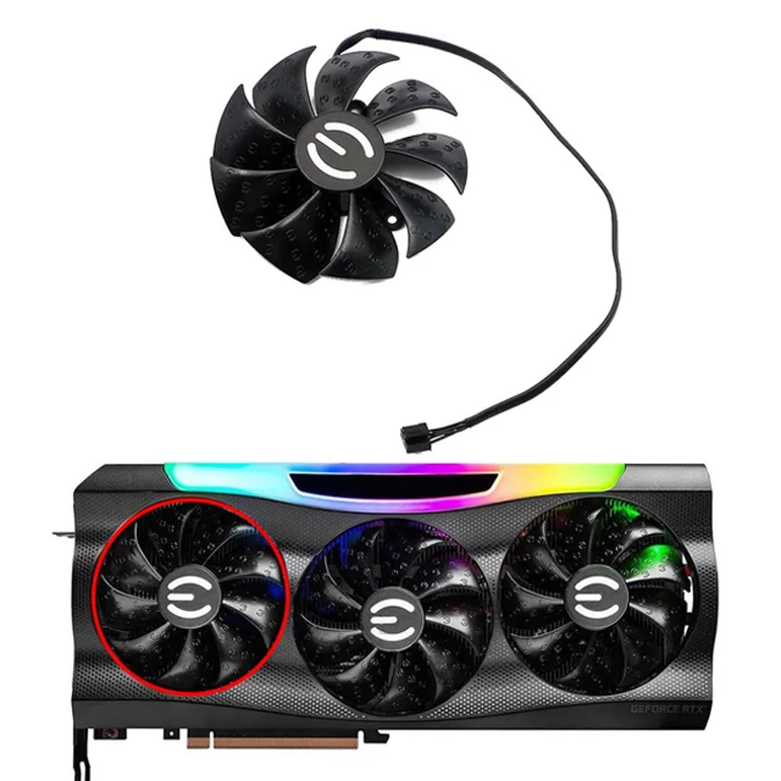EVGA GeForce RTX 3070 3080 3090 FTW3 Graphics Card Fan Replacement - 87mm PLD09220S12H Cooling Fan for RTX 3080 TI & RTX3070 (Black A-Fan) - Perfect for Gaming PC Upgrades & GPU Maintenance